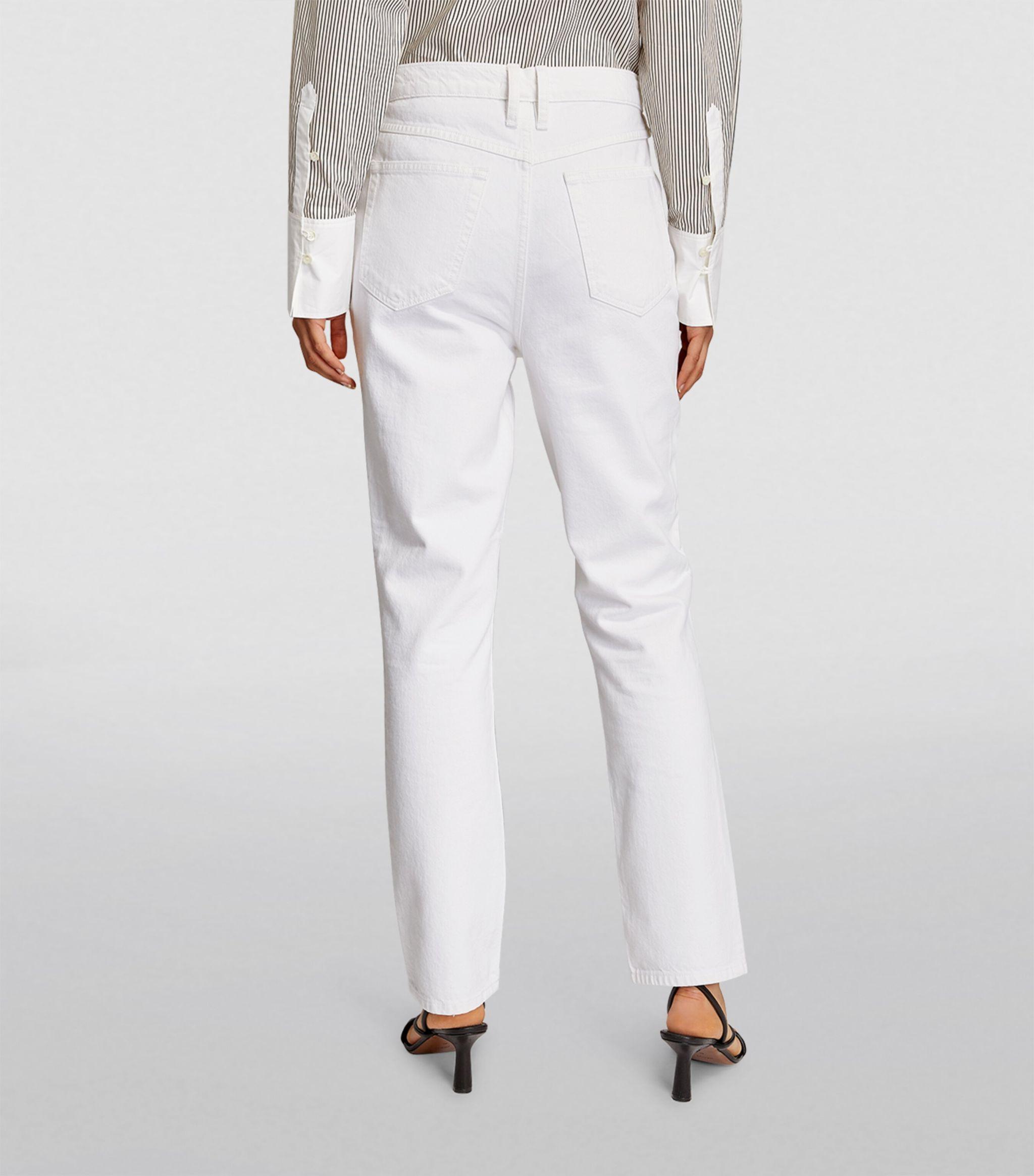 FRAME Le High 'n' Tight High-rise Straight Jeans in White | Lyst