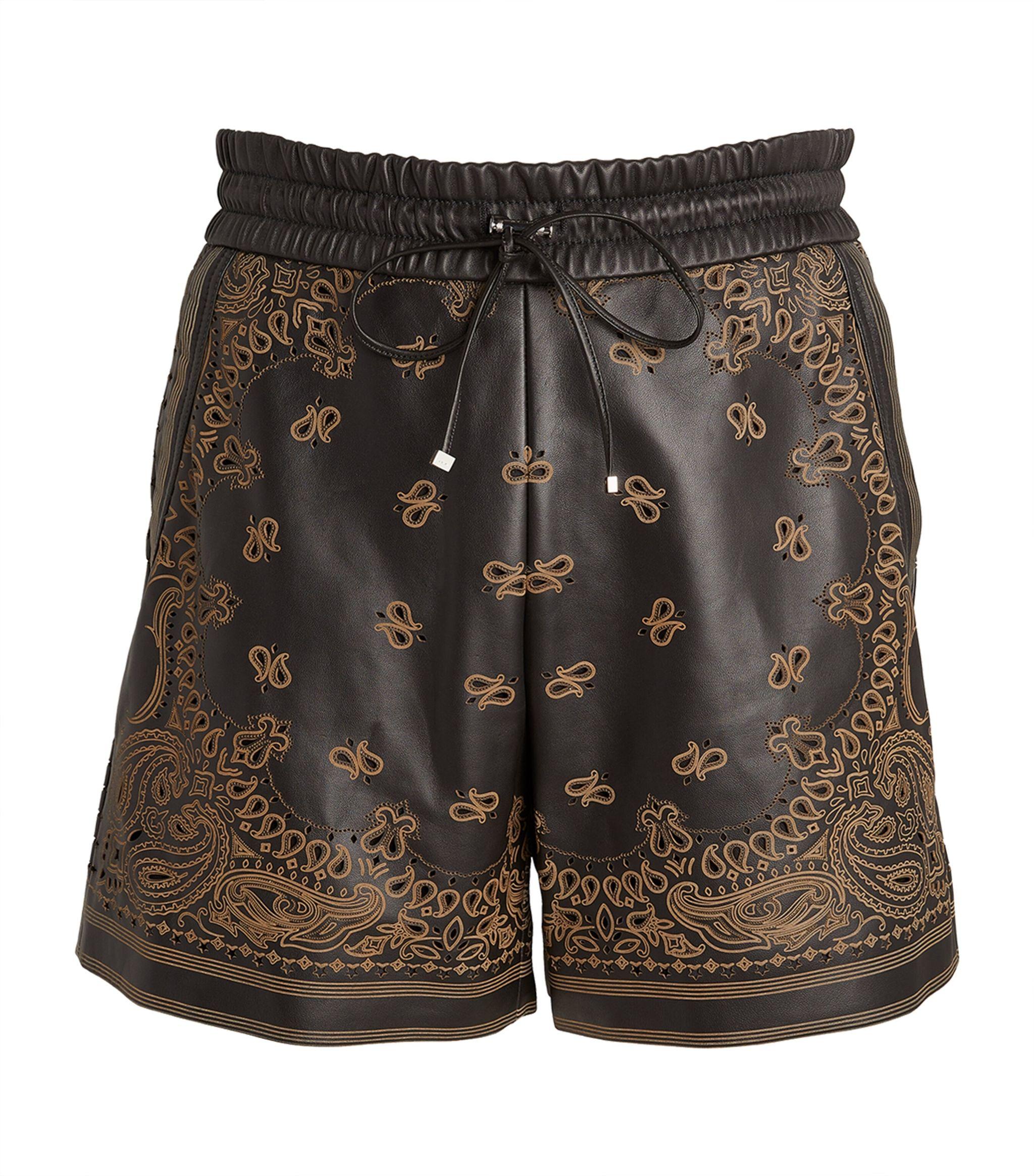 Amiri Leather Bandana Shorts in Black for Men Lyst UK
