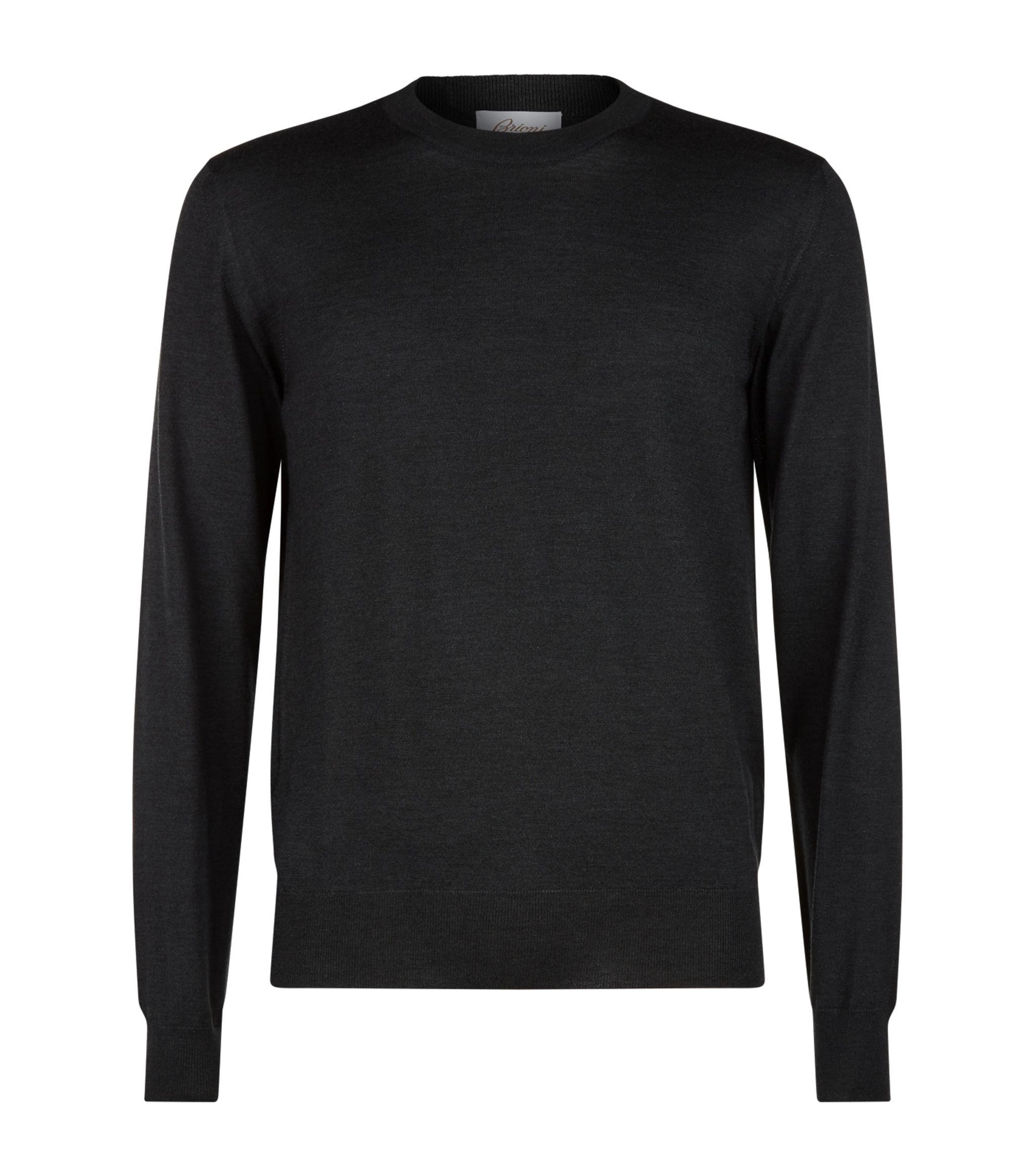 Brioni Wool Lightweight Crew Neck Sweater in Black for Men - Save 7% - Lyst