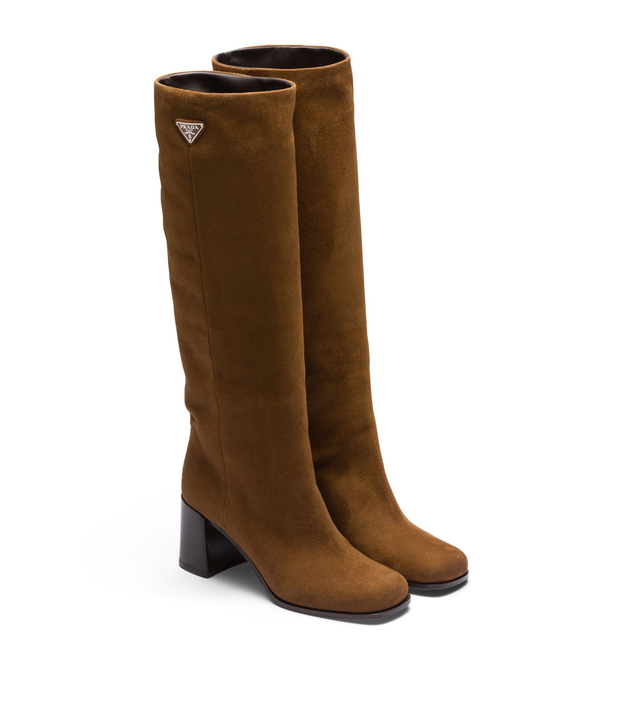 Prada suede store knee boots