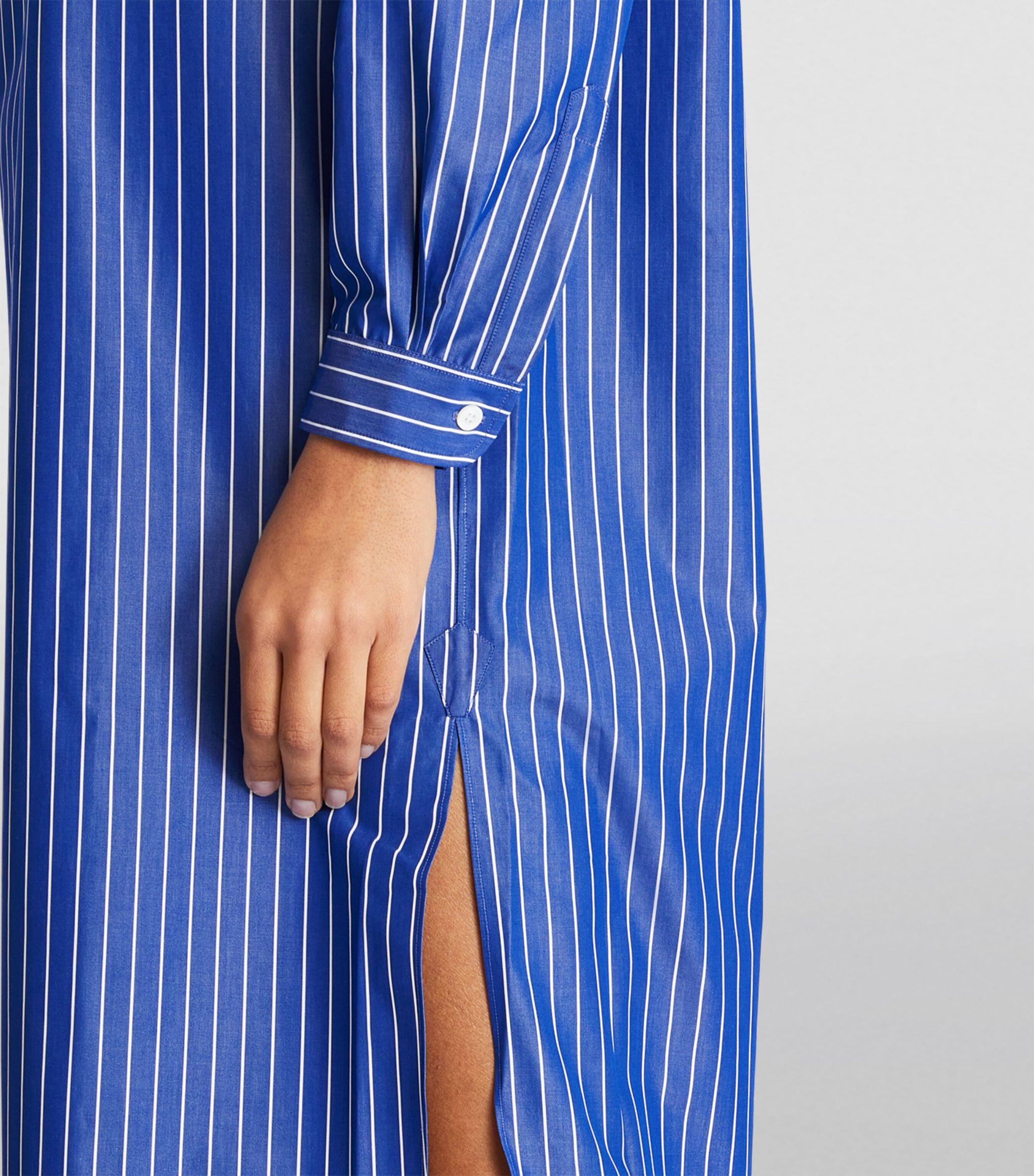 Charvet Striped Cotton Nightdress in Blue | Lyst