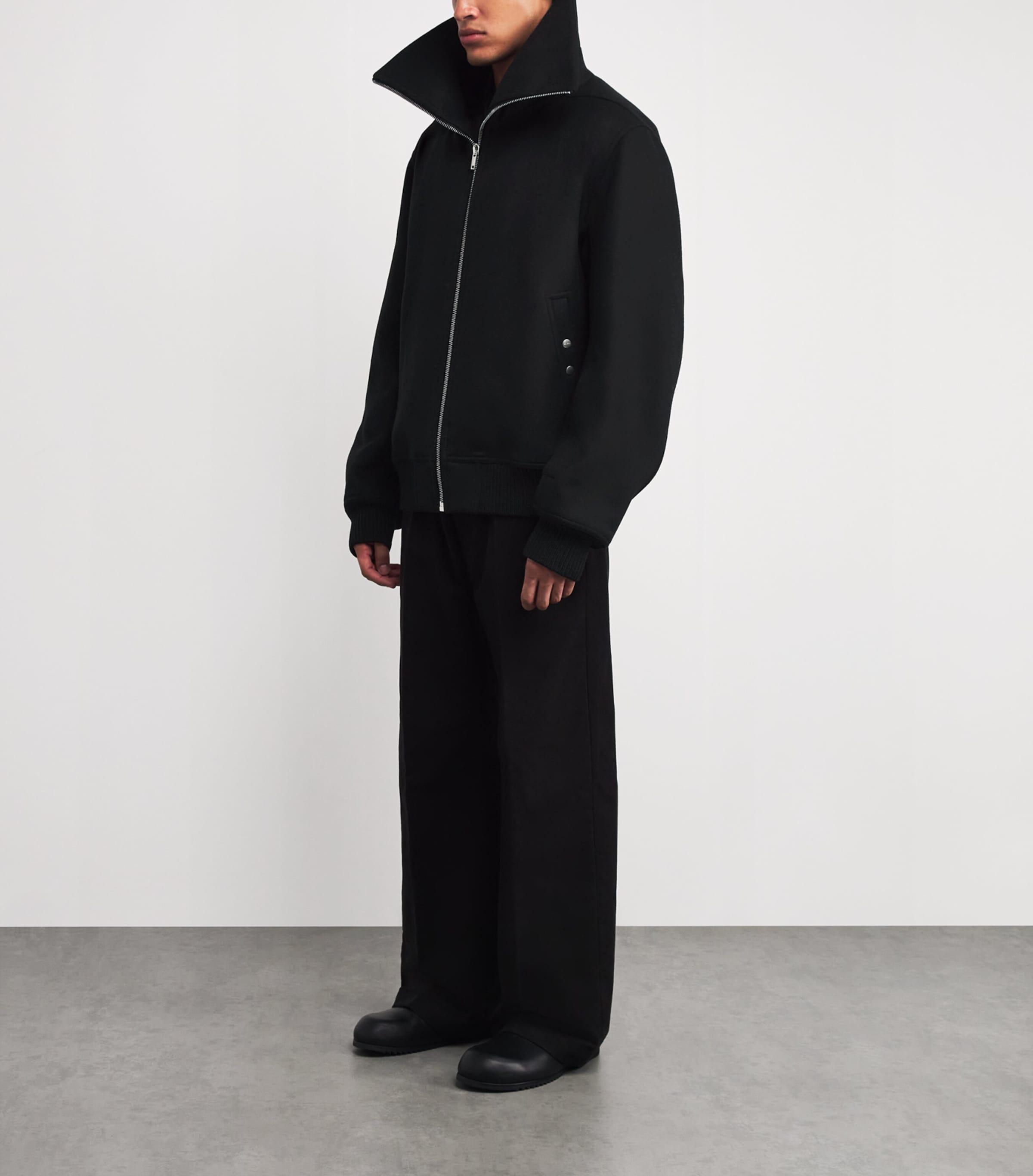 Rick Owens Virgin Wool Melton Blixa Dracucollar Jacket in Black 
