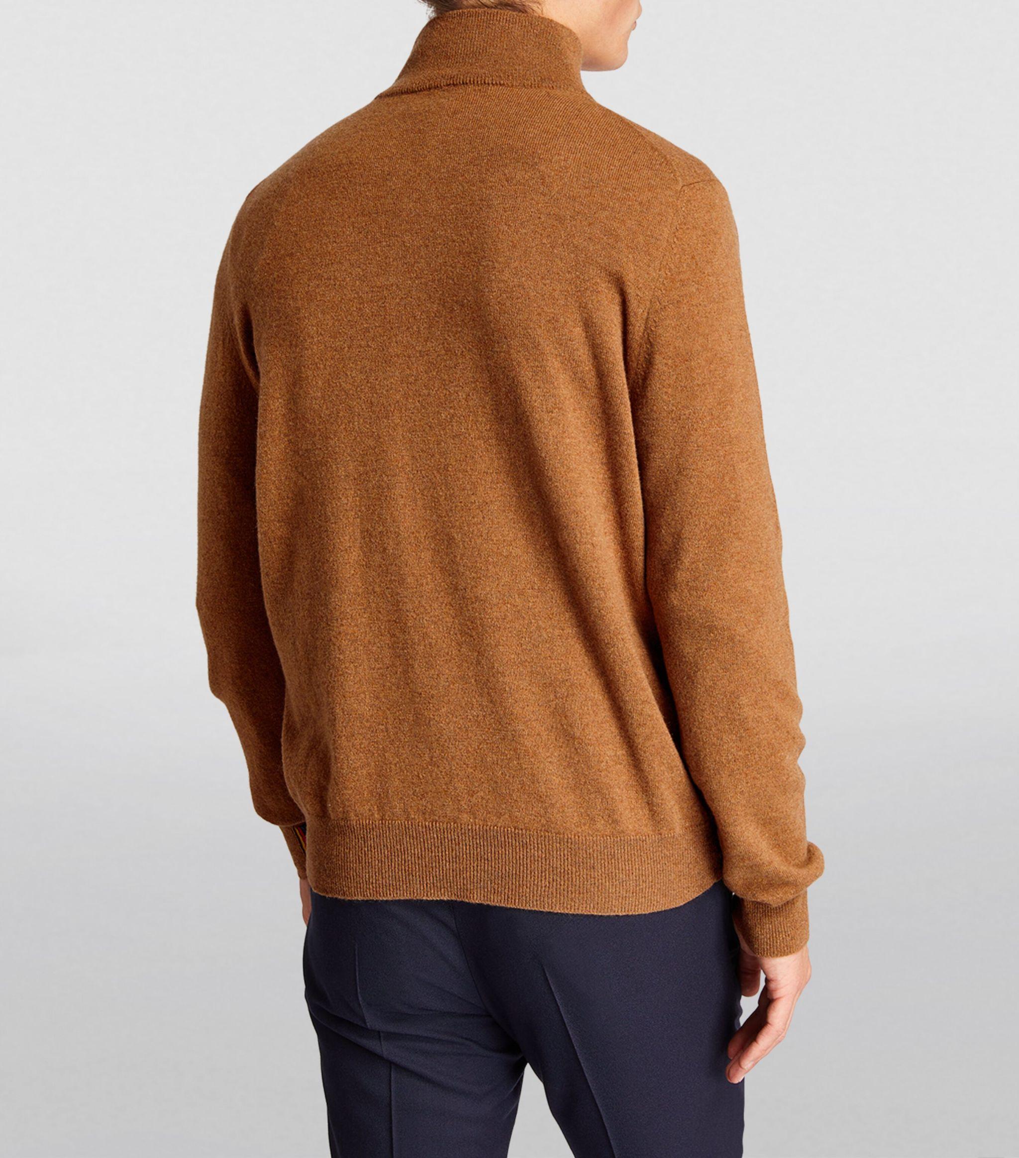 Paul Smith Cashmere Quarter-zip Sweater in Brown for Men | Lyst