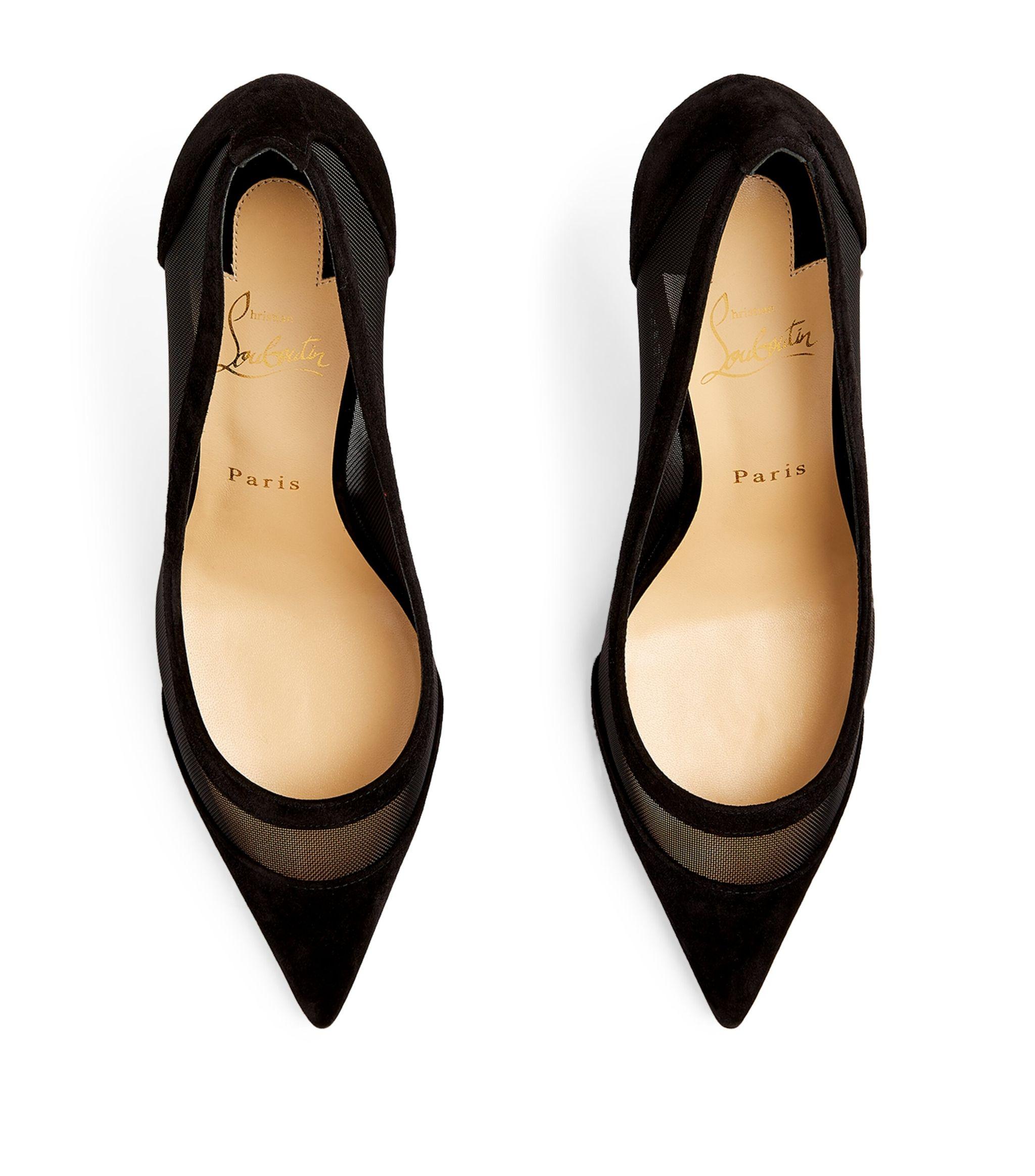 Christian Louboutin Galativi Suede Mesh-panel Pumps 85 in Black