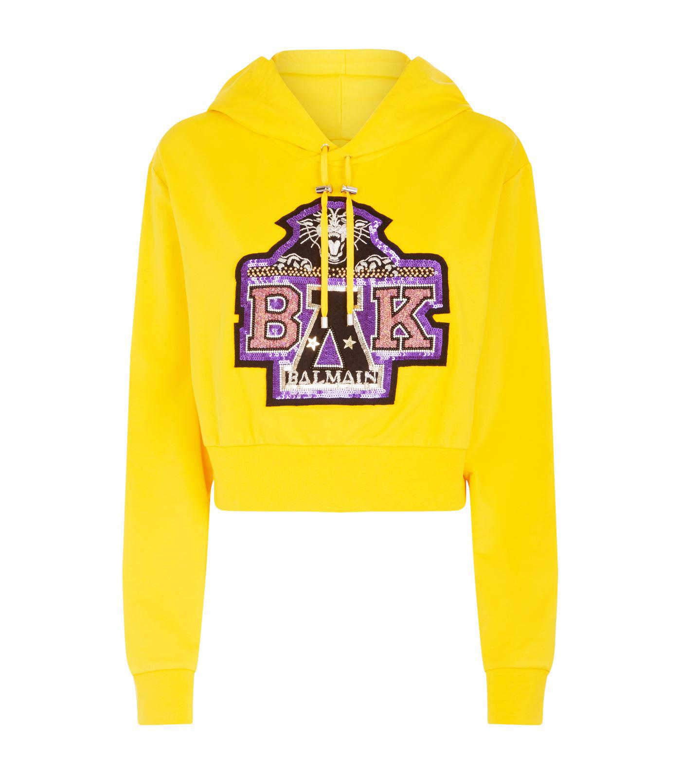 Balmain X Beyoncé Cropped Hoodie in Yellow | Lyst