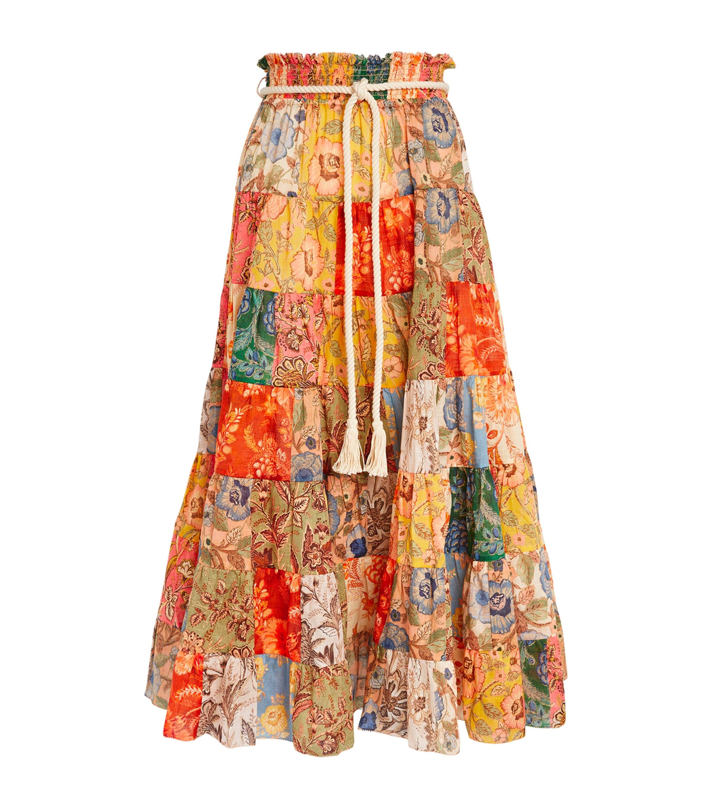 スカート ZIMMERMANN 'Illustration' midi skirt Orange Zimmermann Orange Illustration Midi Skirt for Women Online
