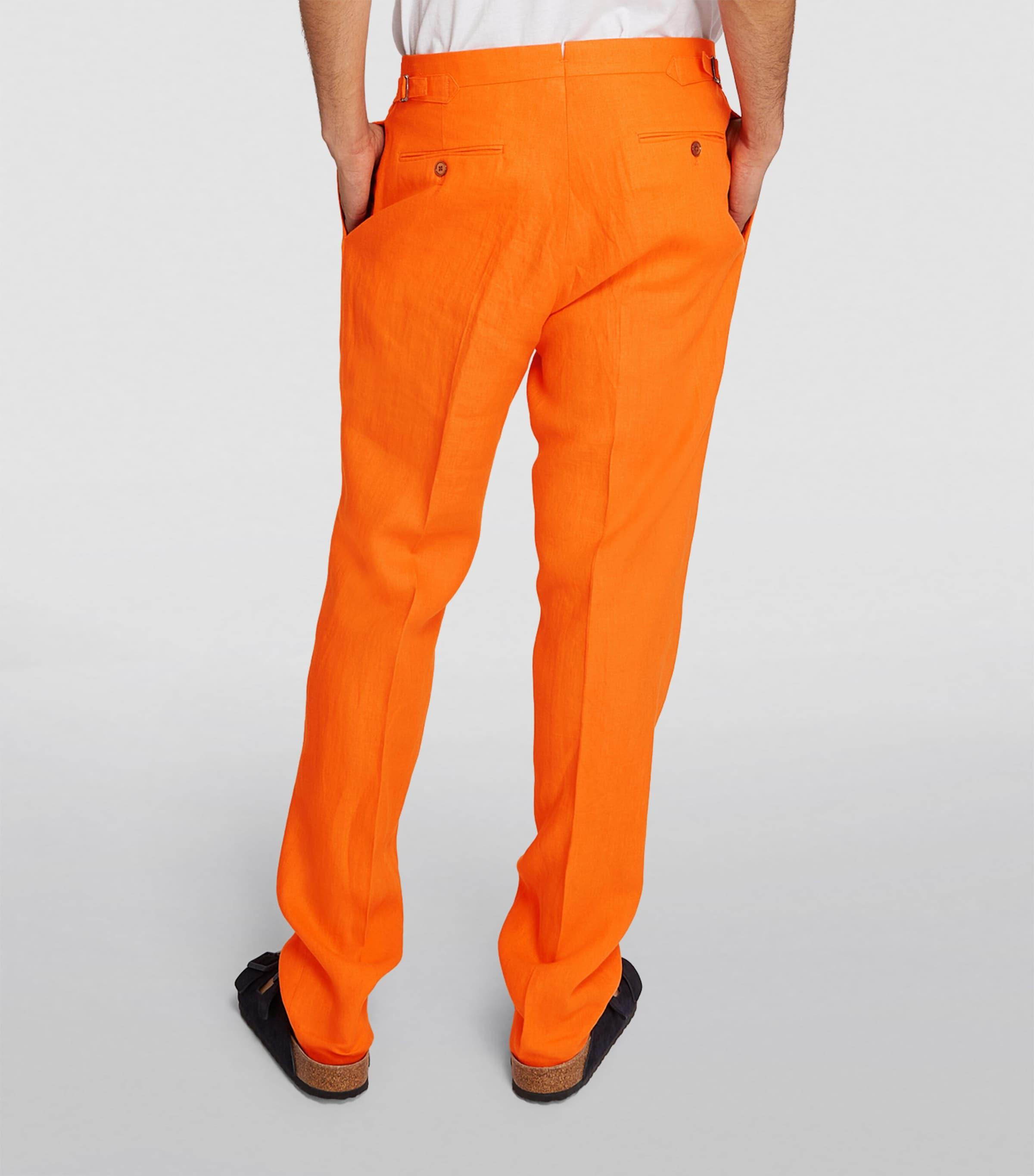 Polo Ralph Lauren Linen Trousers in Orange for Men | Lyst