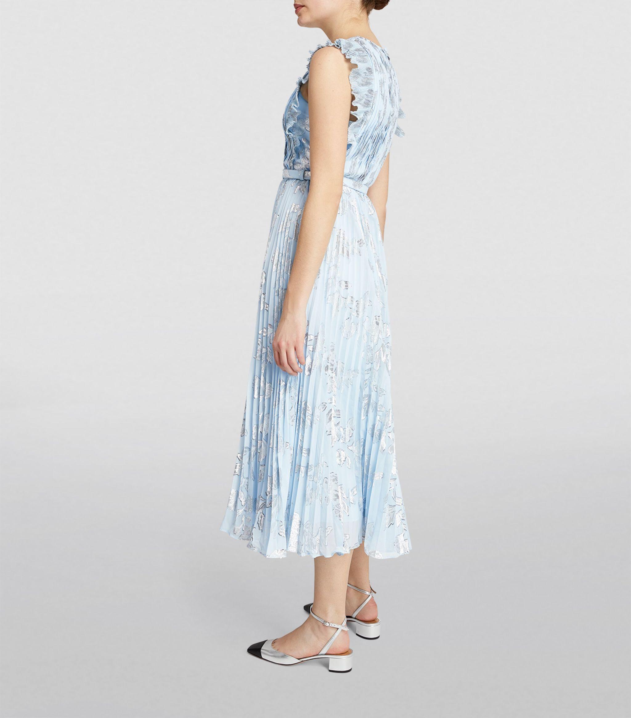 Self-Portrait Metallic-floral Maxi Dress in Blue | Lyst Self-Portrait Metallic-floral Maxi Dress in Blue | Lyst
