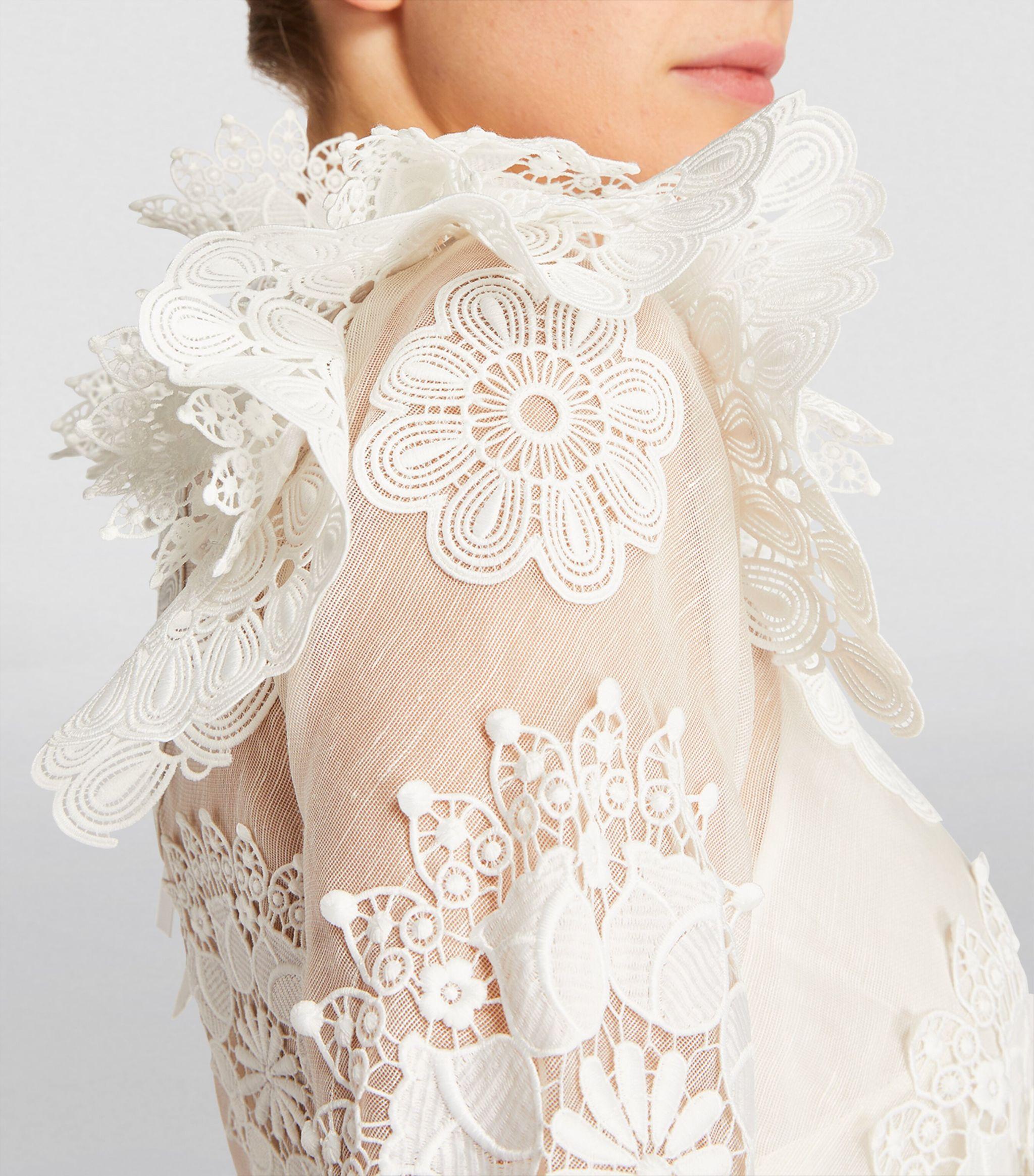Zimmermann Asymmetric Hem Lace Dress in White | Lyst Zimmermann Asymmetric Hem Lace Dress in White | Lyst