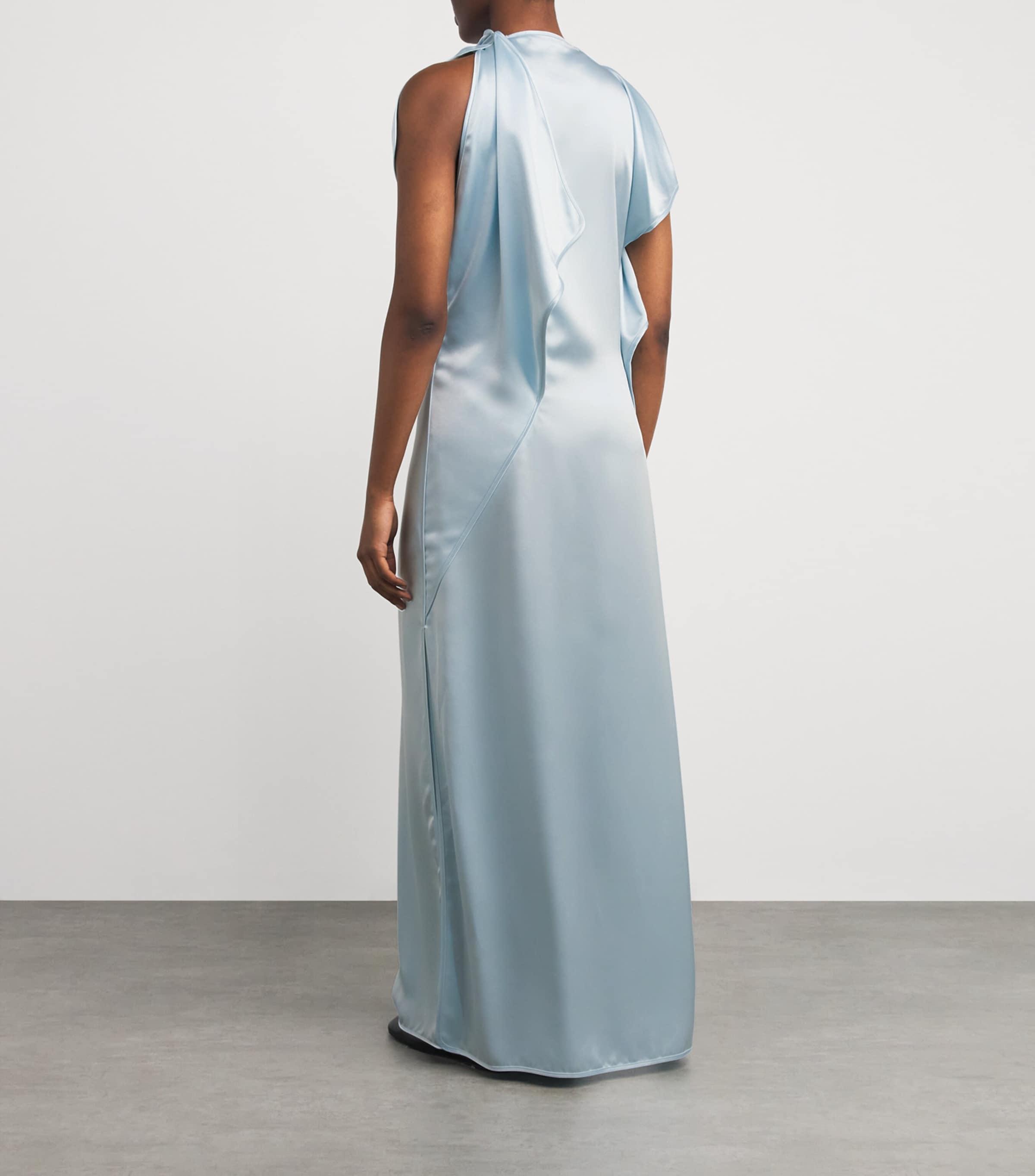 camilla and marc blue dress Camilla And Marc Asymmetric-Neck Satin Maxi Dress In Steel - 67% Off