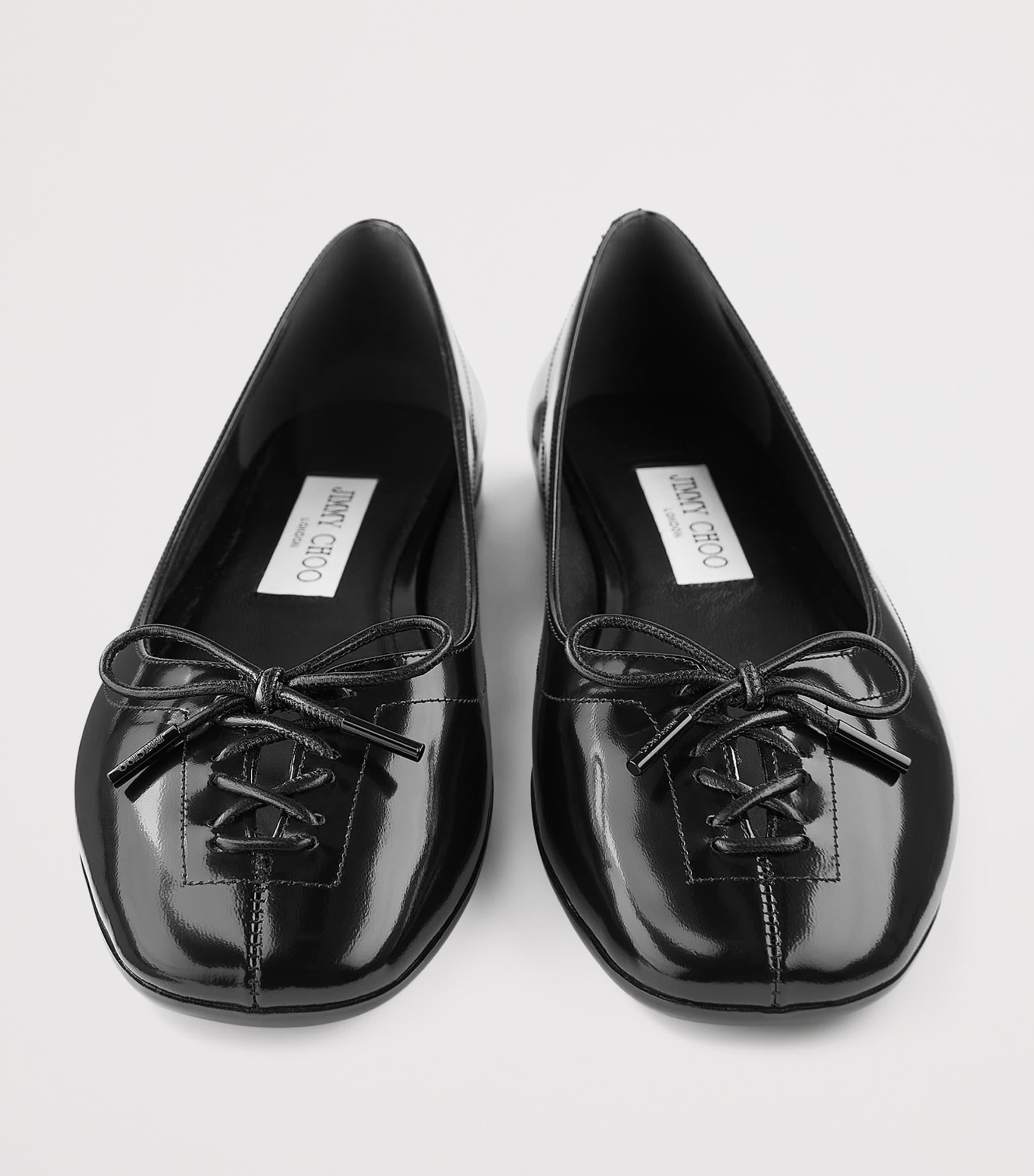 【JIMMYCHOO】 black flats （関税送料込） New Jimmy CHOO Ade Flat Black Suede Flats with Pearl