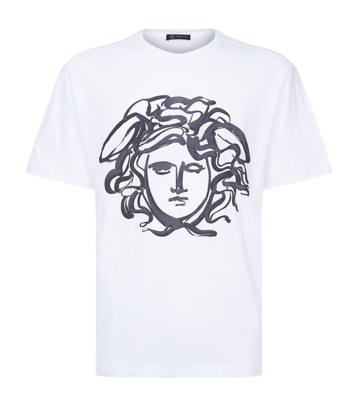 Versace Cotton Graffiti Medusa Print T-shirt in White for Men - Lyst