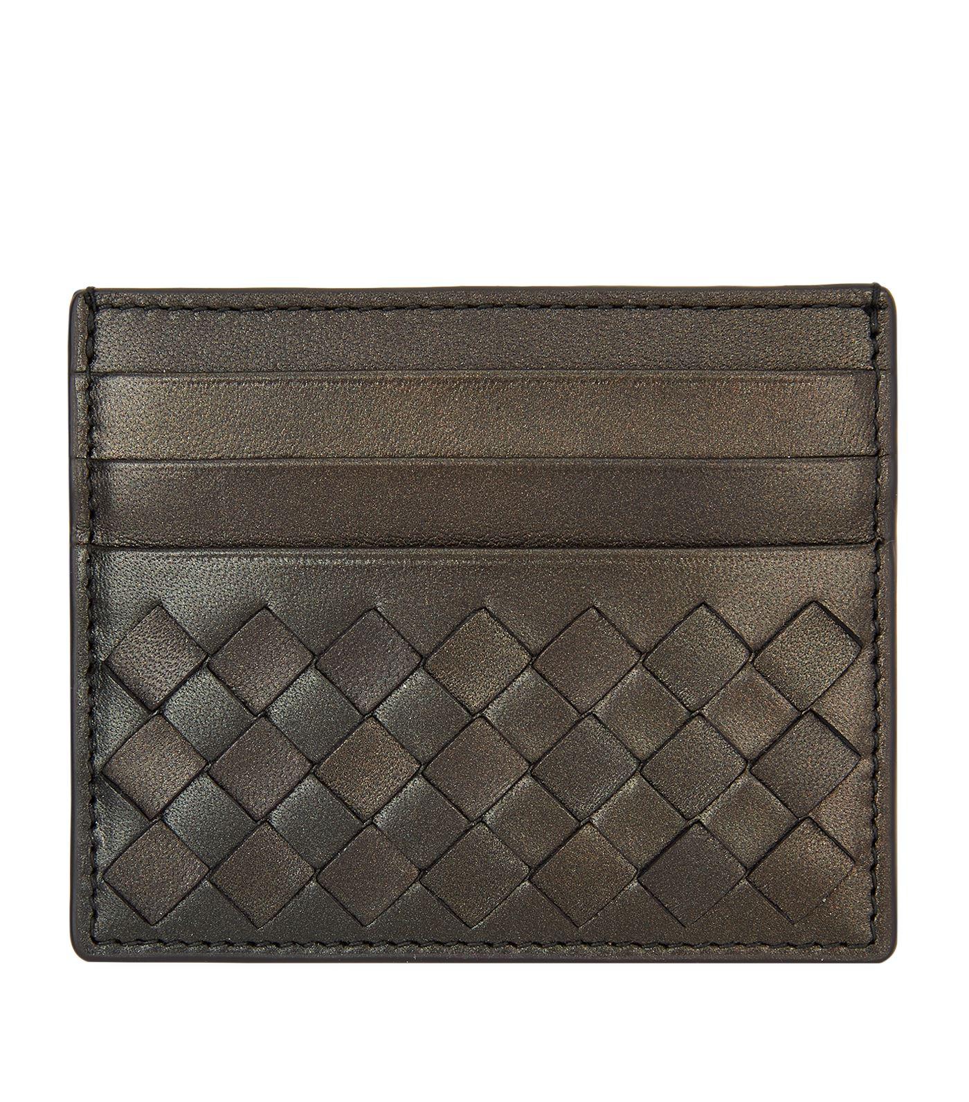Bottega Intrecciato Card Holder in Silver (Metallic