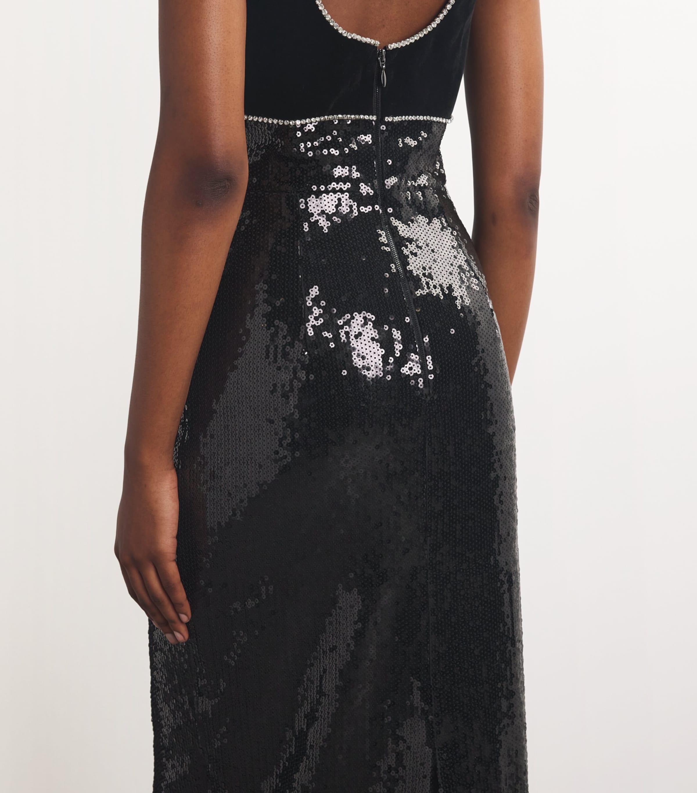 Rebecca Vallance X Nicky Hilton Sequinned Lena Gown in Black