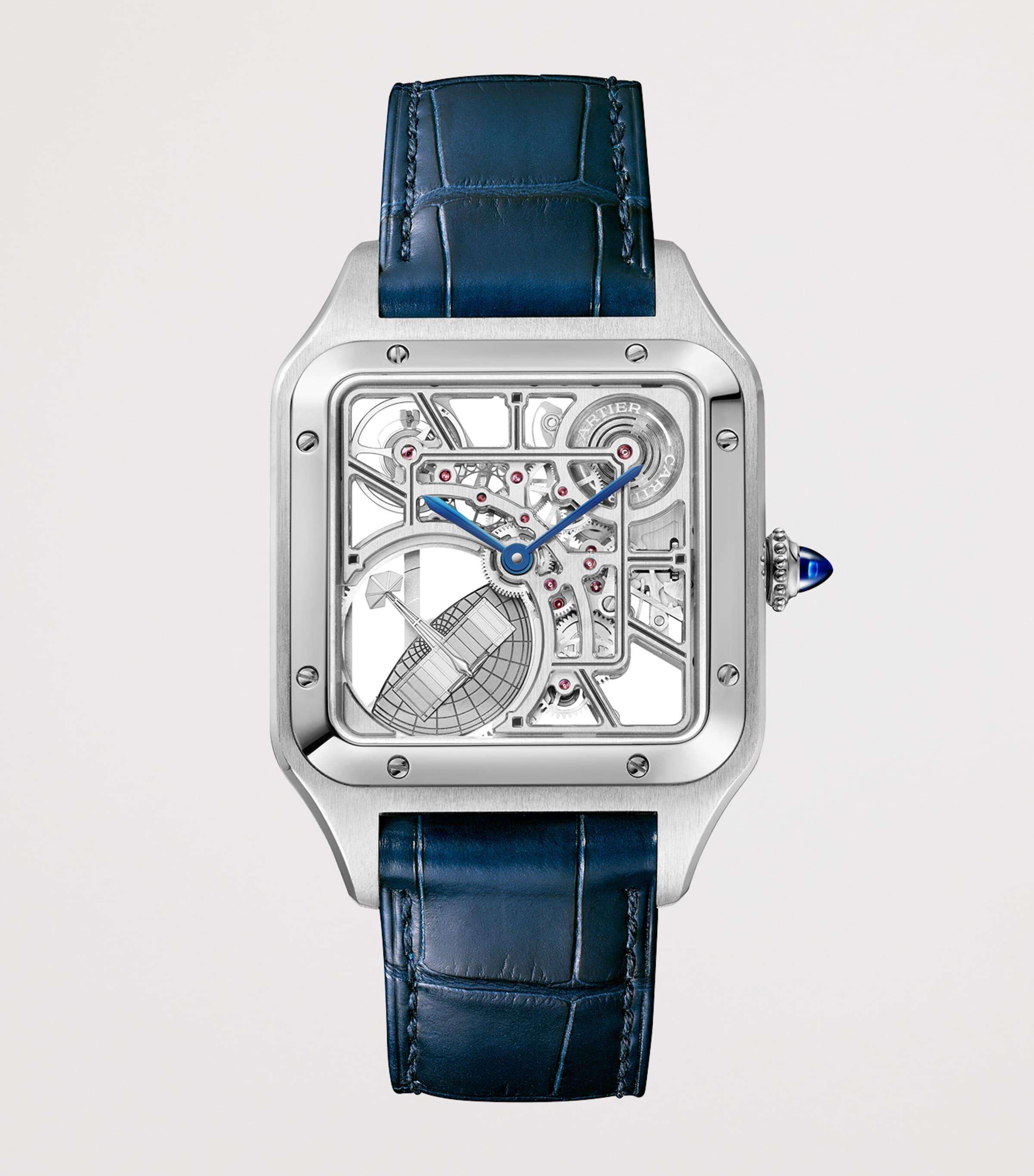 Cartier Stainless Steel Santos-Dumont Skeleton Watch in Grey Lyst UK