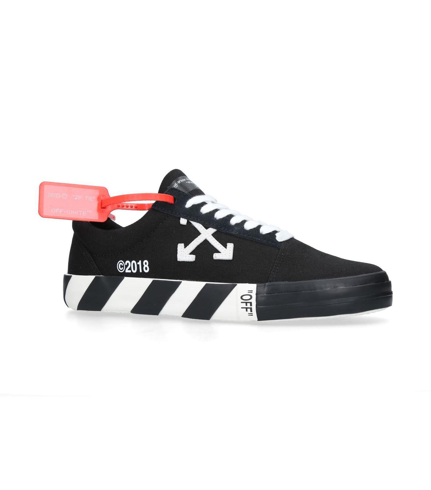 off white striped vulcanized sneakers