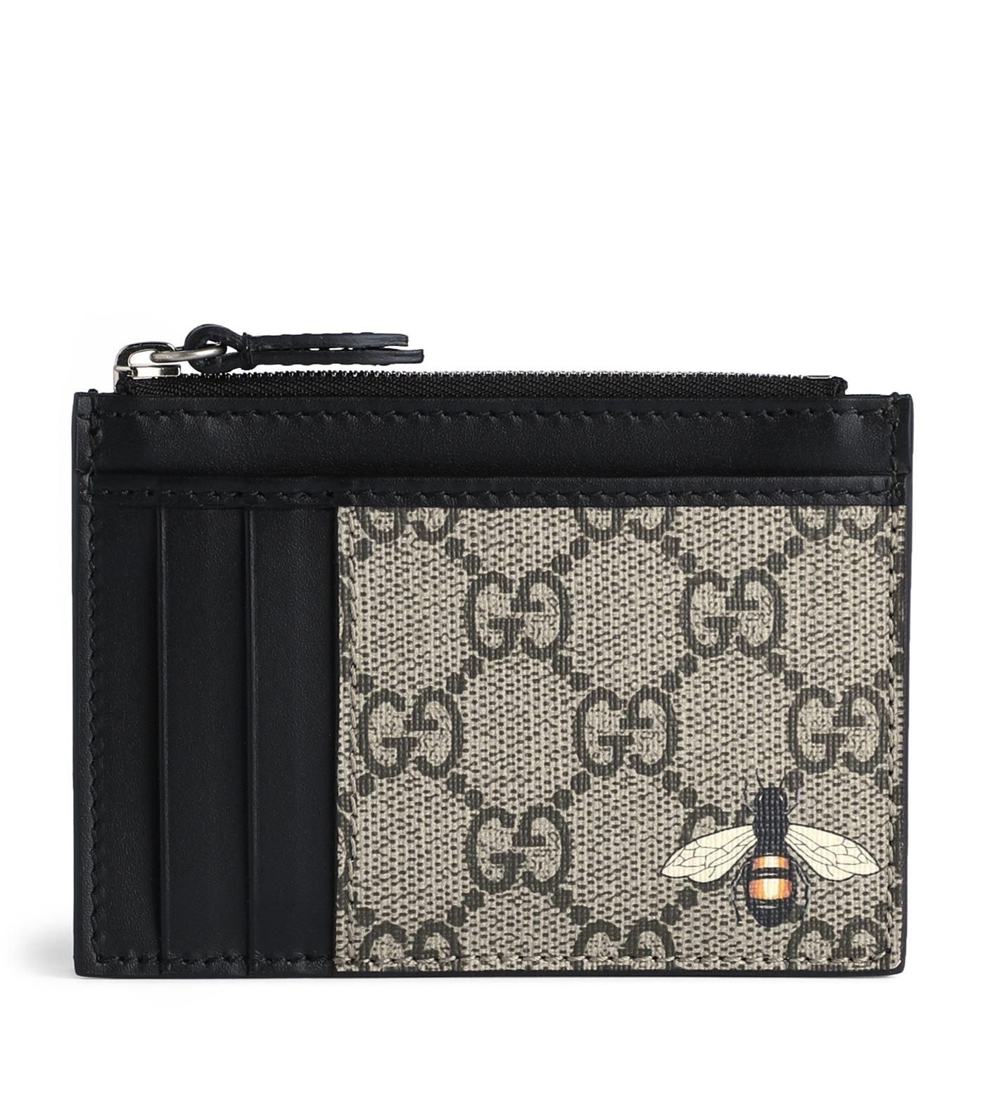 Gucci gg Bee Zip Card Holder in Natural for Men | Lyst