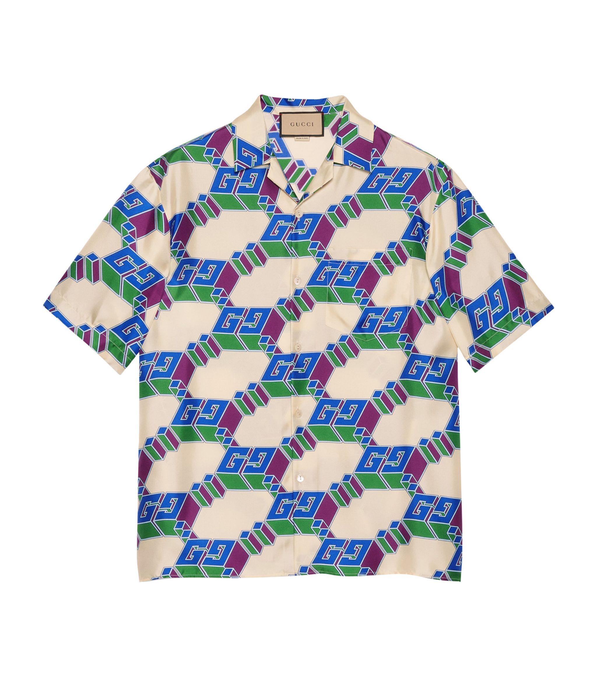 Gucci Silk 3d Gg Print Shirt in Blue for Men Lyst Canada