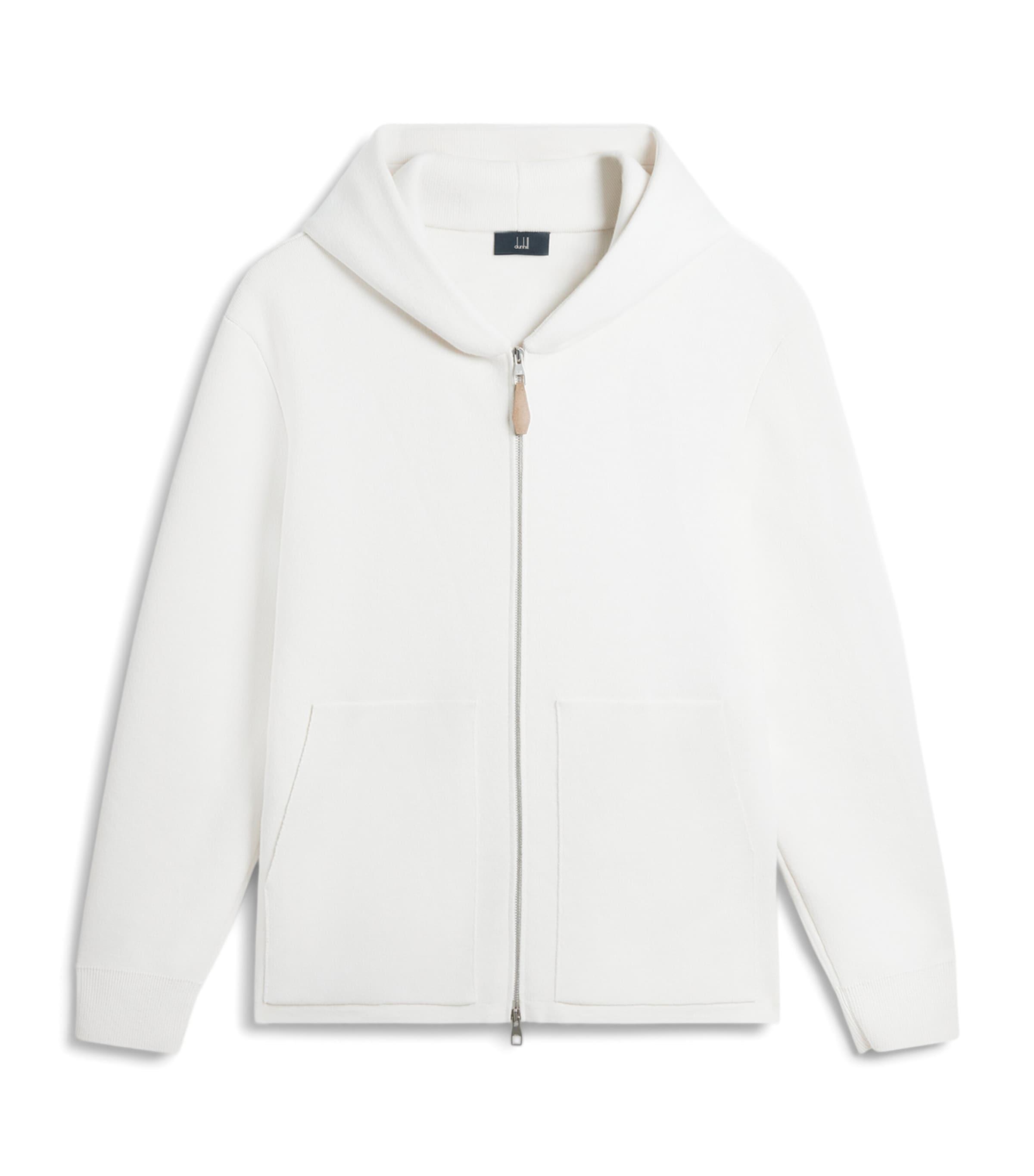 dunhill Cotton-Cashmere Zip-Up Hoodie in White for Men | Lyst