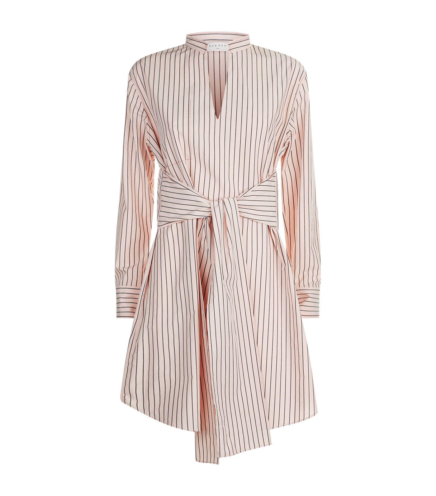 fenomeen Zaailing mengsel Sandro Striped Shirt Dress in Pink | Lyst Canada