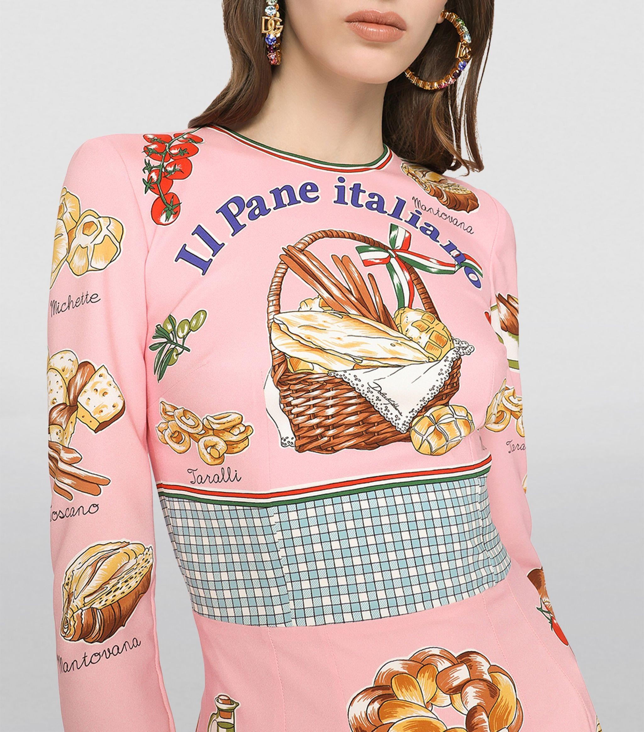 dolce and gabbana casual dress Long majolica-print twill shirt dress in Multicolor for Women