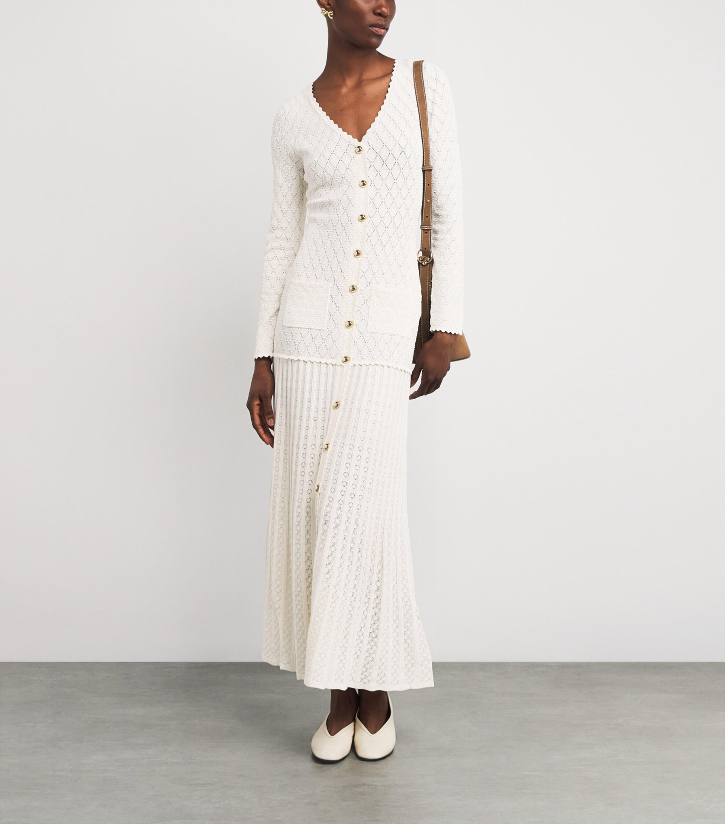 sandro white midi dress Sandro Midi White Lace With 3/4 Sleeve Dress Size 34/XS