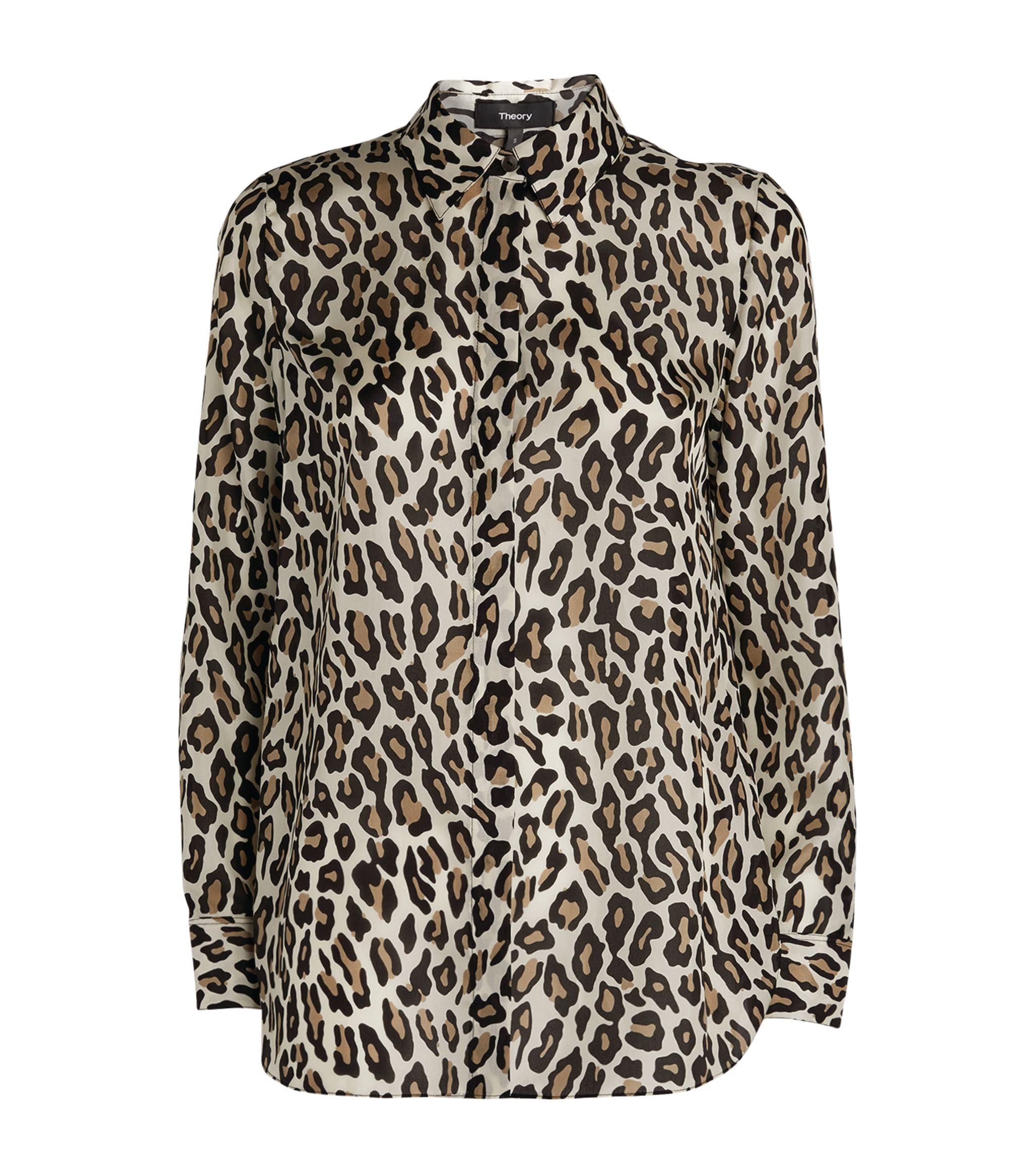 Theory Leopard Print Silk Shirt - Lyst