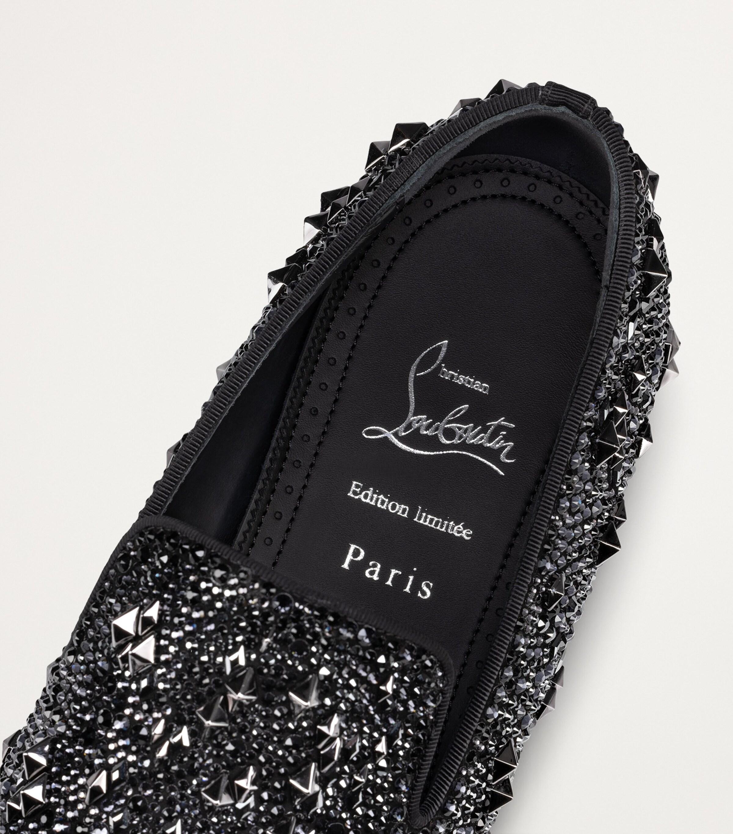 CHRISTIAN LOUBOUTIN Black Dandelion Strass Suede Logo Loafer Christian Louboutin Dandelion Strass Eternity Loafers in  main image 4