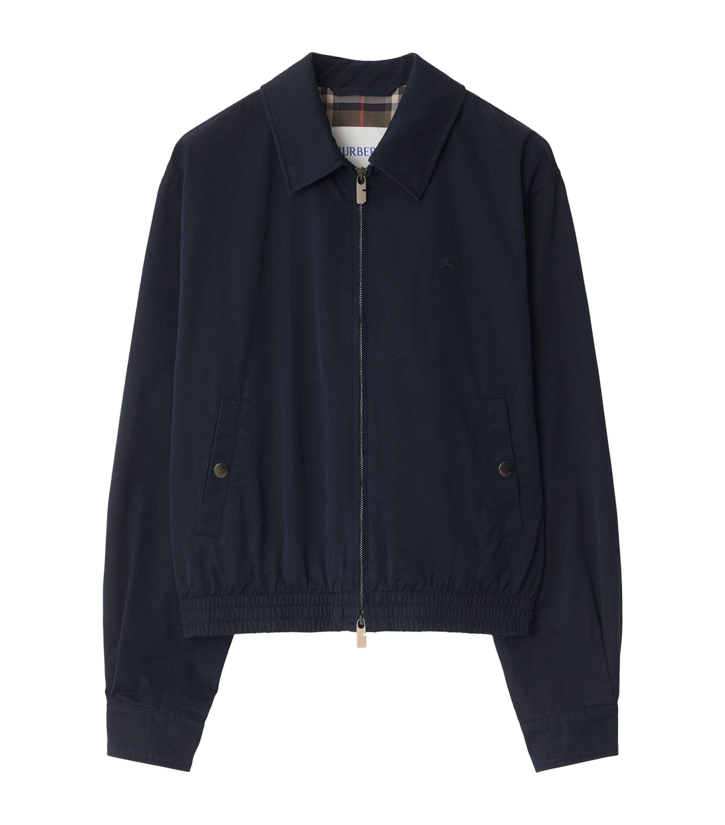 Burberry Cotton Gabardine Harrington Jacket in Blue for Men | Lyst UK