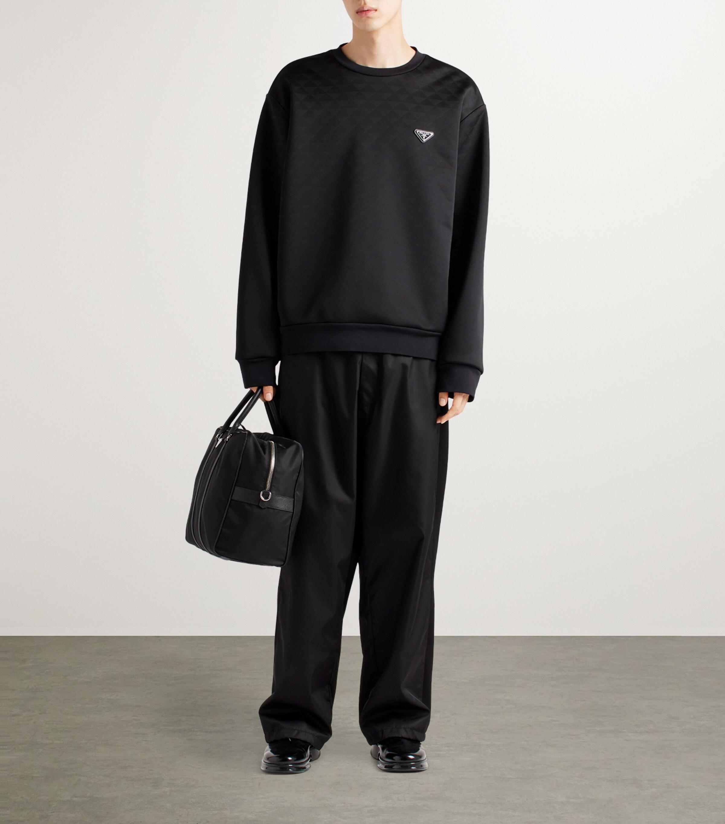Prada Technical Jacquard Oversized Sweatshirt in Black for