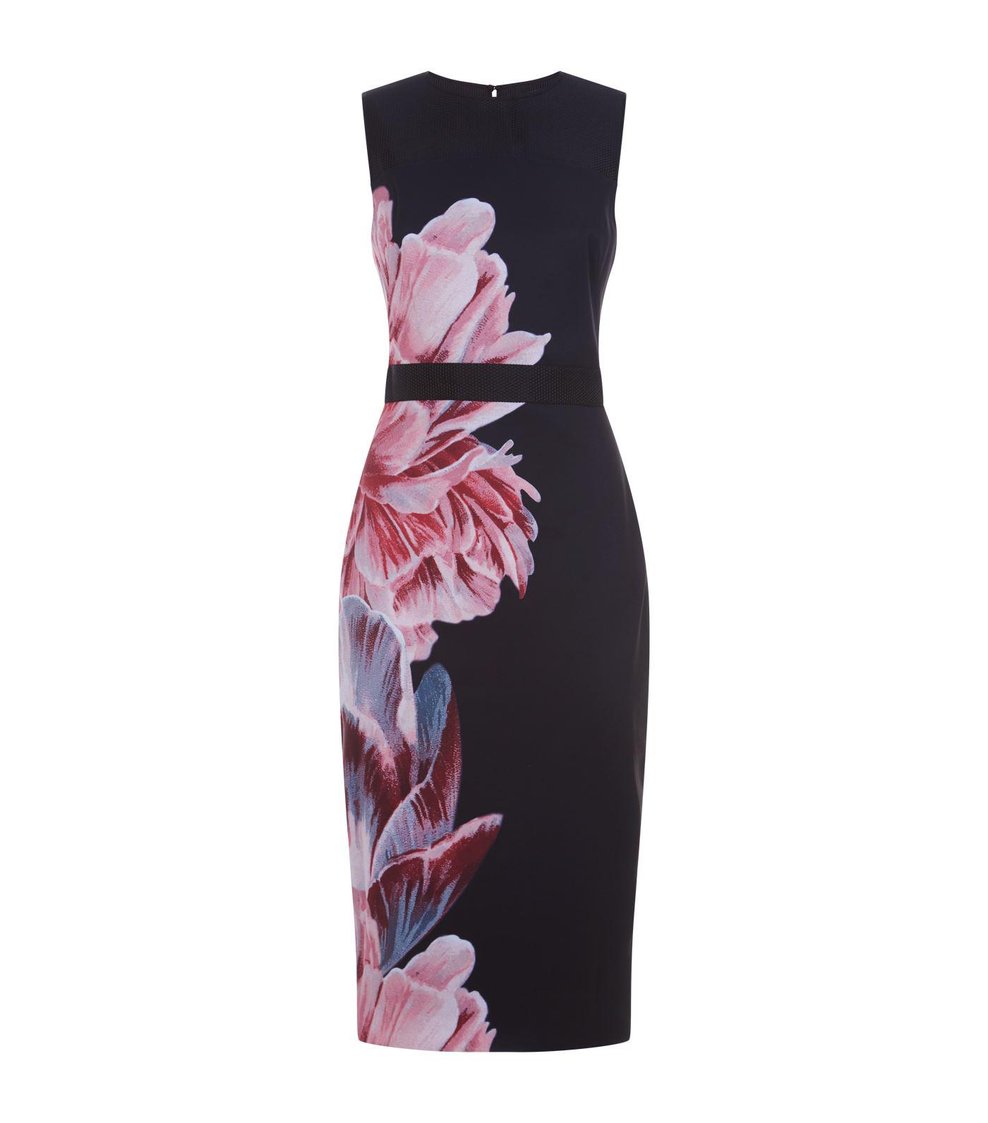 Ted Baker Xanadu Floral Midi Dress in Black - Lyst