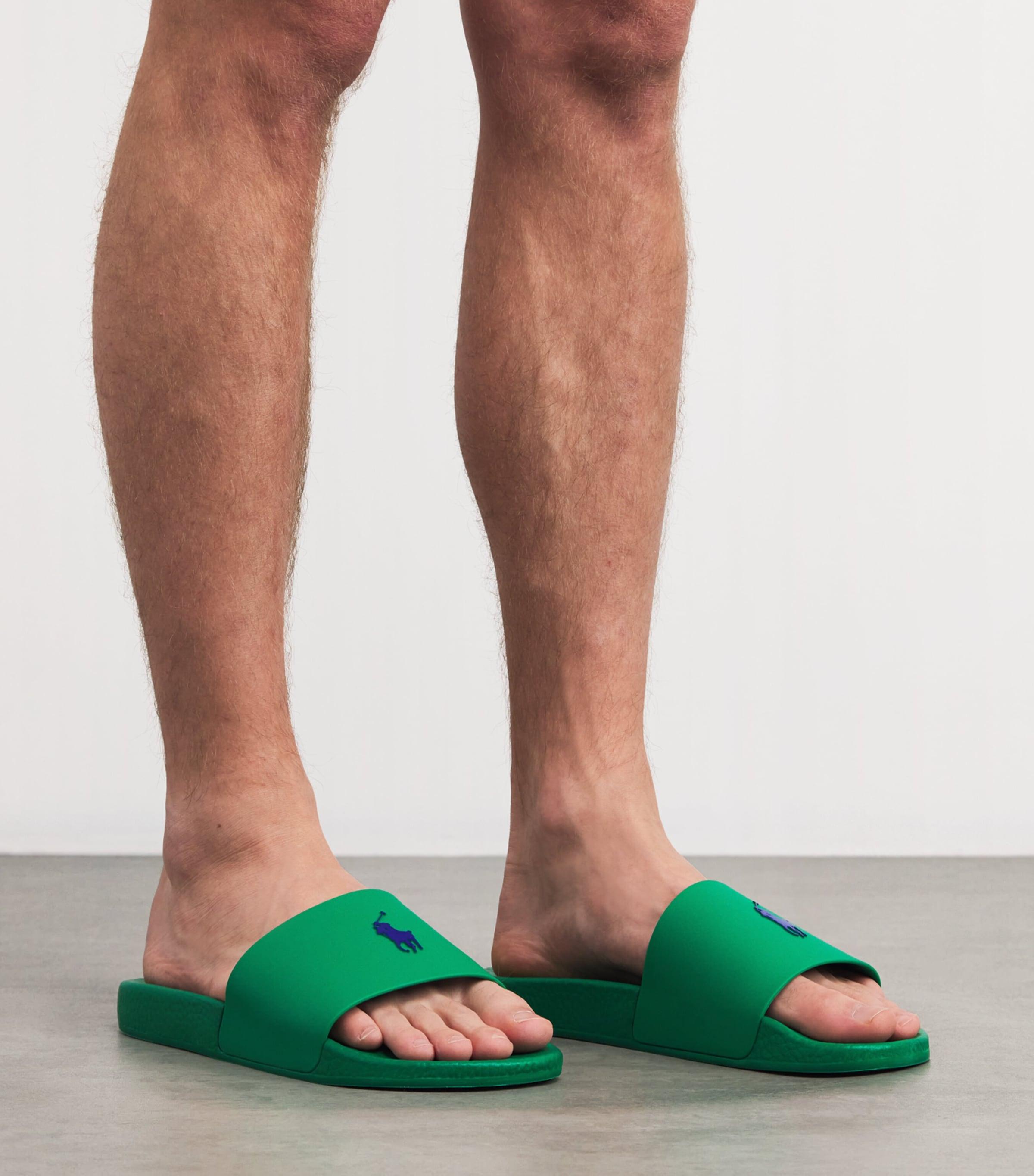 POLO RALPH LAUREN プールサンダル ラバー ロゴ グリーン Green Polo Ralph Lauren Sandals and Slides for Men | Lyst