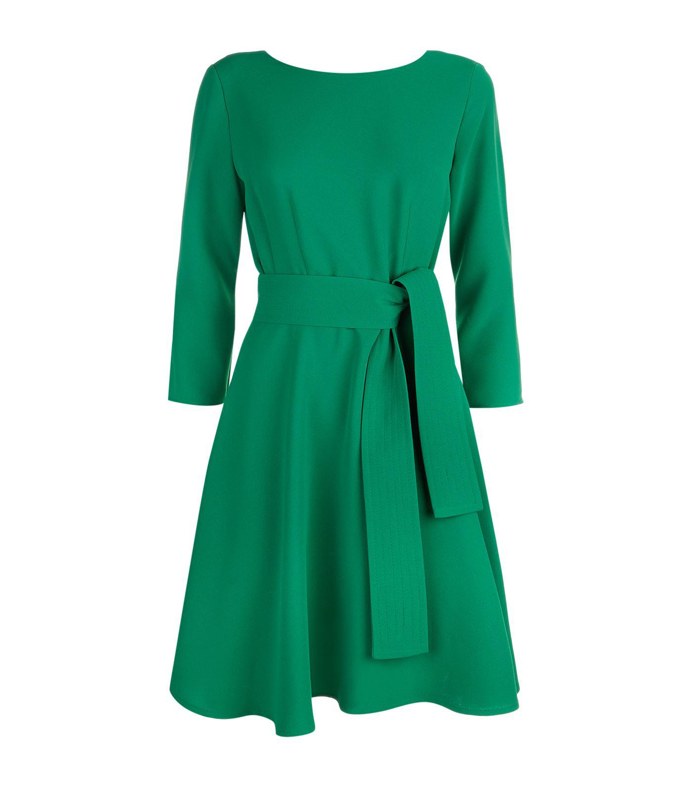green crepe dress