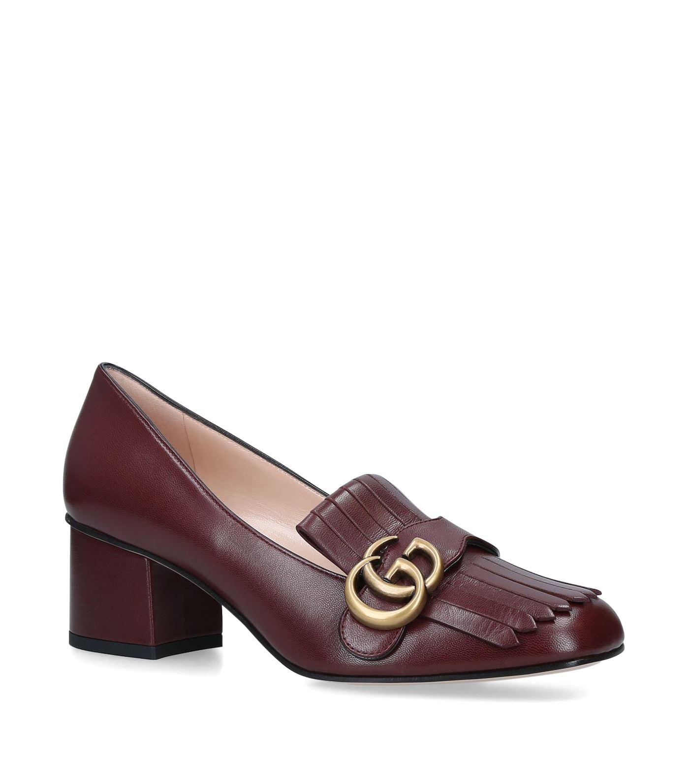Gucci Leather Marmont Loafers 55 in Burgundy (Purple) - Lyst