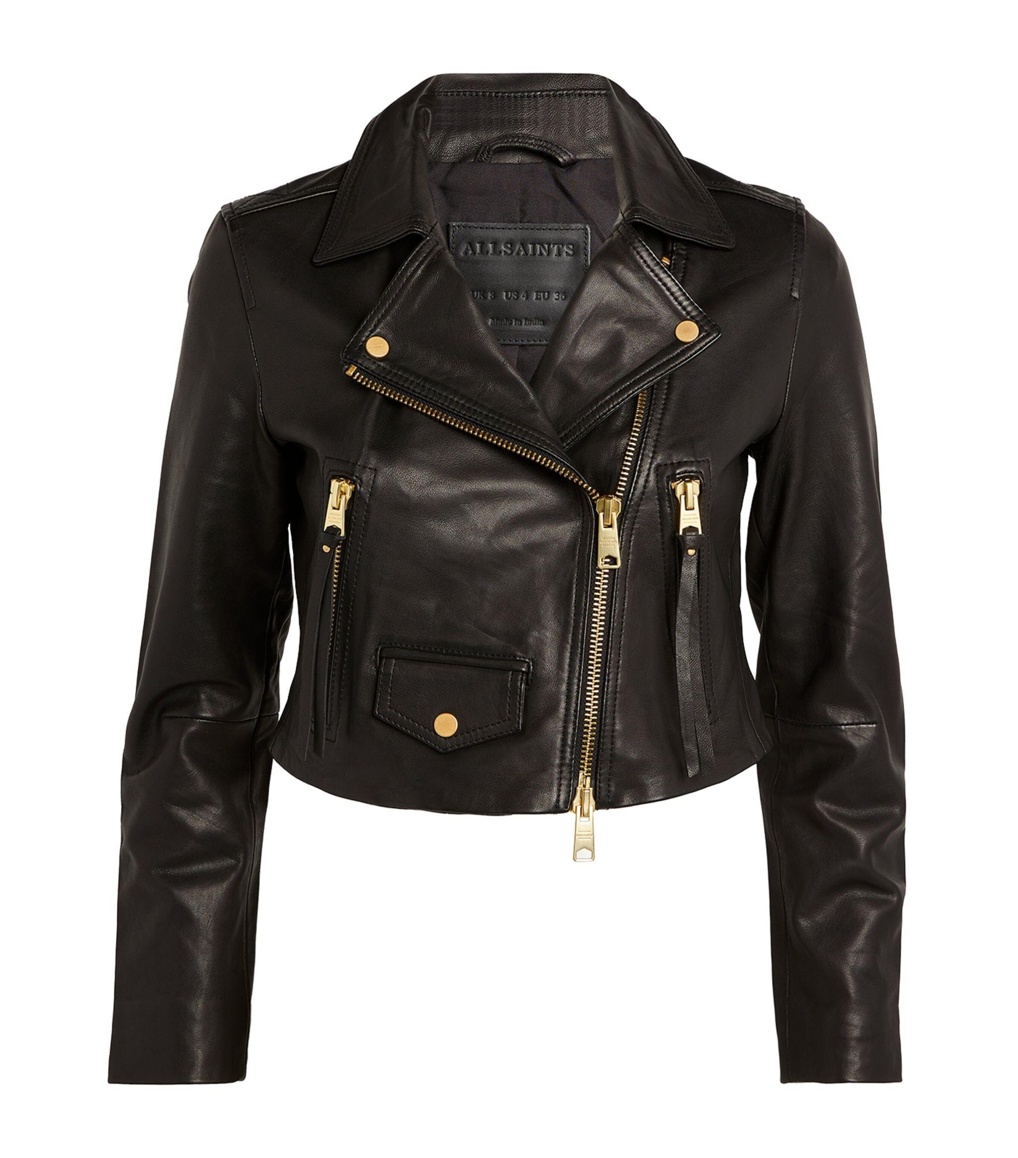 AllSaints Leather Elora Biker Jacket in Black | Lyst