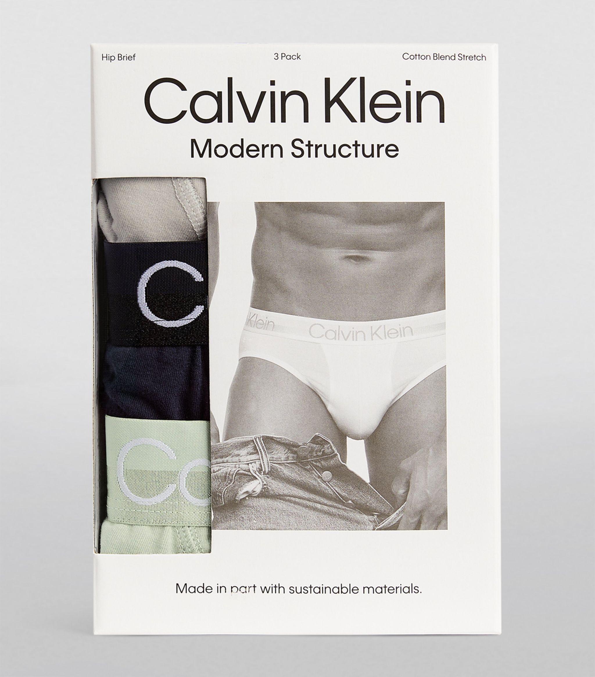 Calvin Klein Modern Structure Hip Briefs (pack Of 3) in Blue for