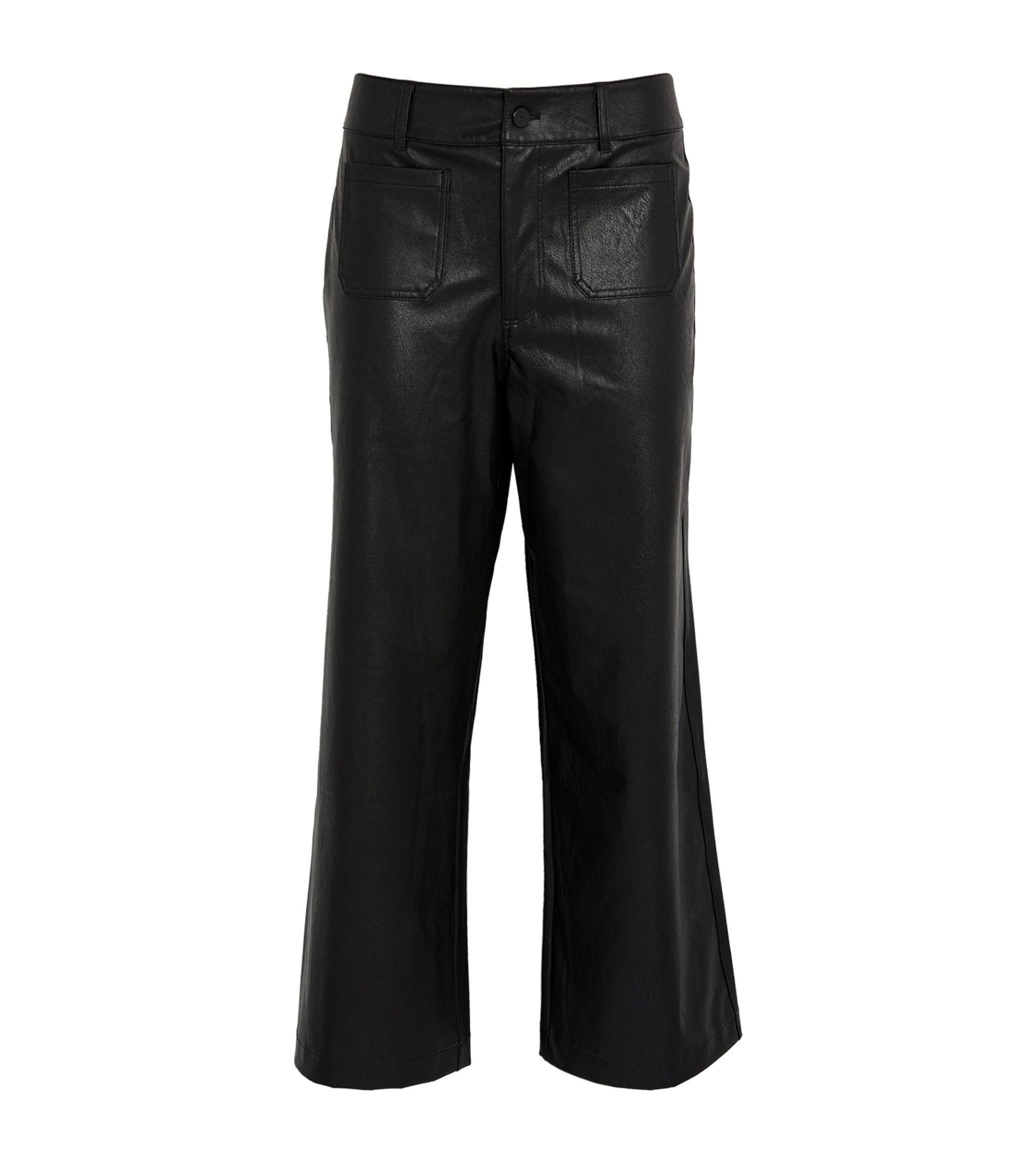 PAIGE Anessa Coated Wide Jeans in Black | Lyst
