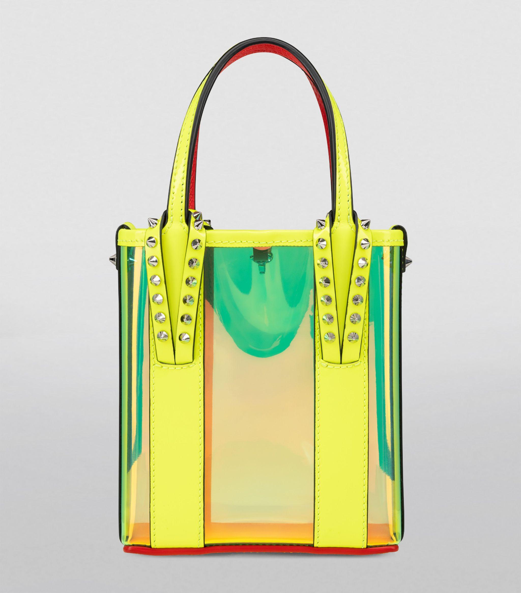 New Christian Louboutin Nano Cabata East/West Leather Tote Yellow