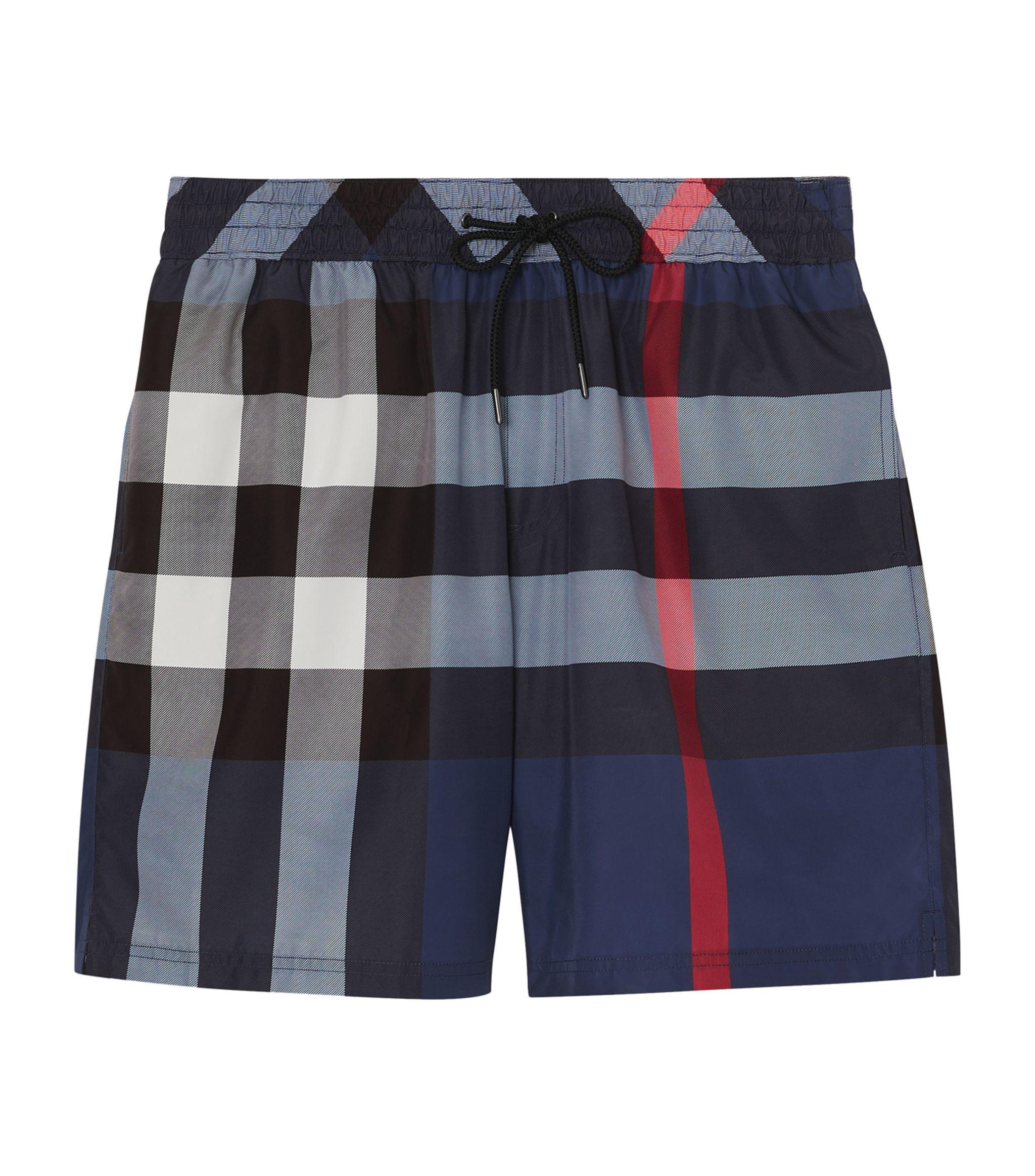 Burberry Synthetic Check Drawcord Swim Shorts in Blue for Men Lyst