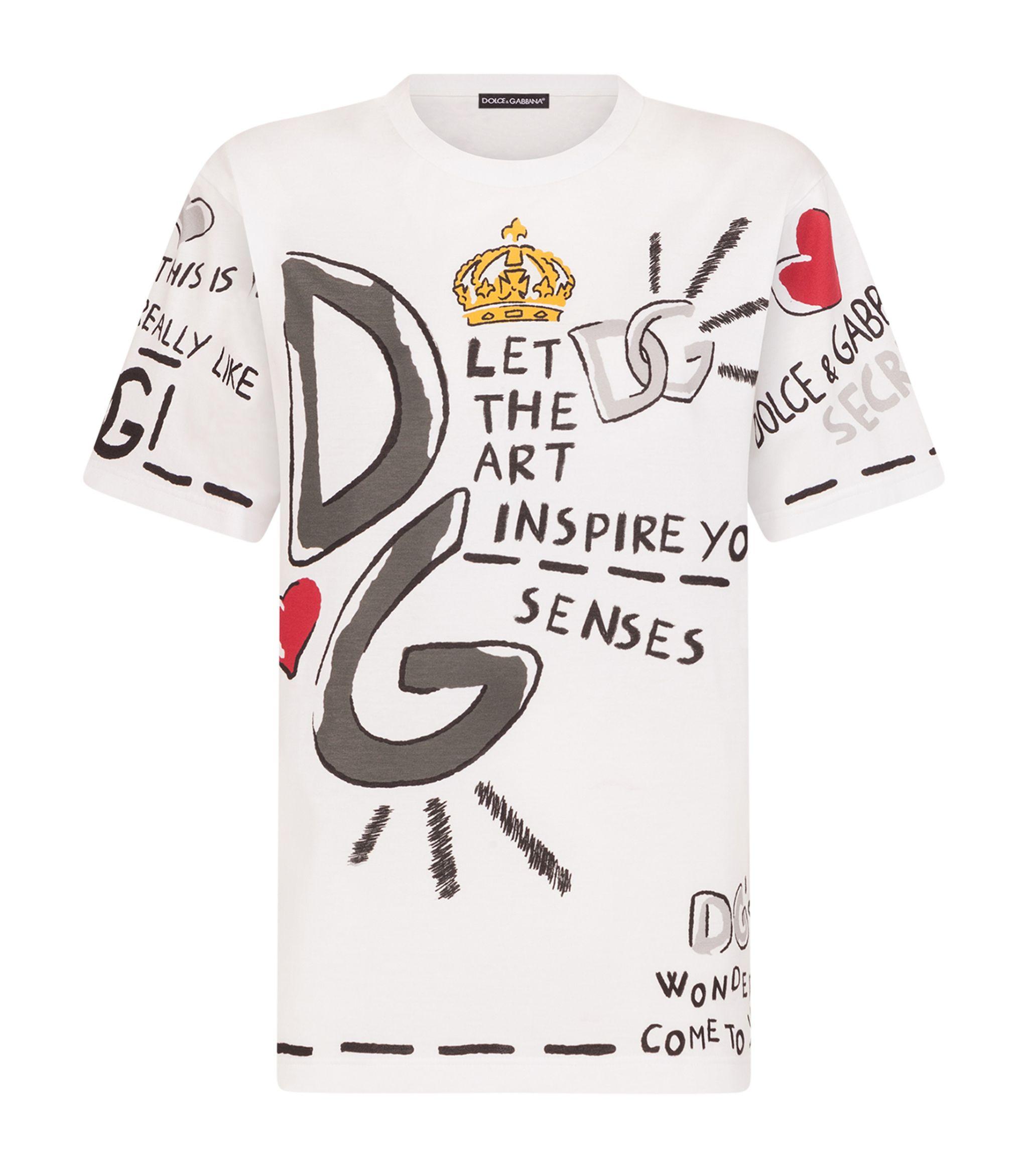 stempel gentagelse byrde Dolce & Gabbana Cotton Dg Graphic T-shirt - Lyst