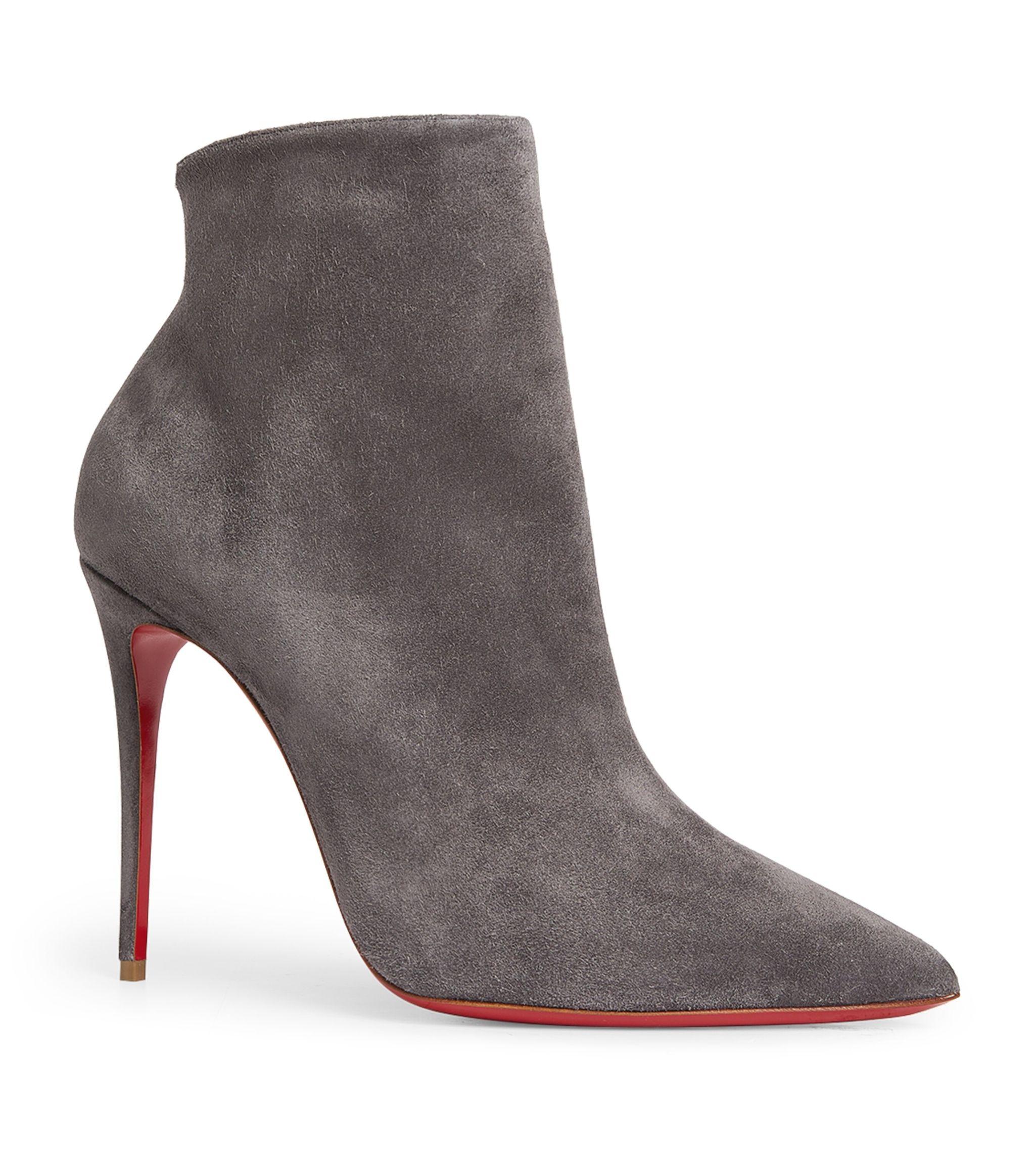 Christian Louboutin Gray Suede Lace-Up Ankle Boots with Red Tread CHRISTIAN LOUBOUTIN Turela 85 suede ankle boots | NET-A-PORTER main image 2