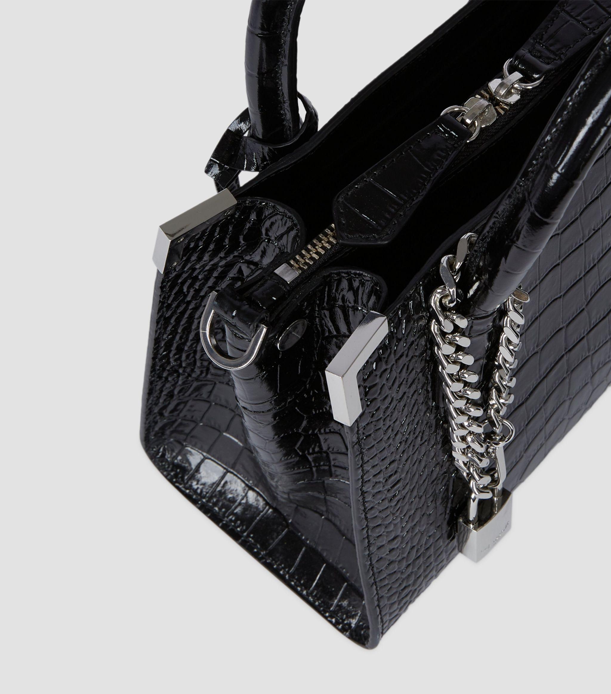 Messenger bag in black leather and nylon fiber | The Kooples - US