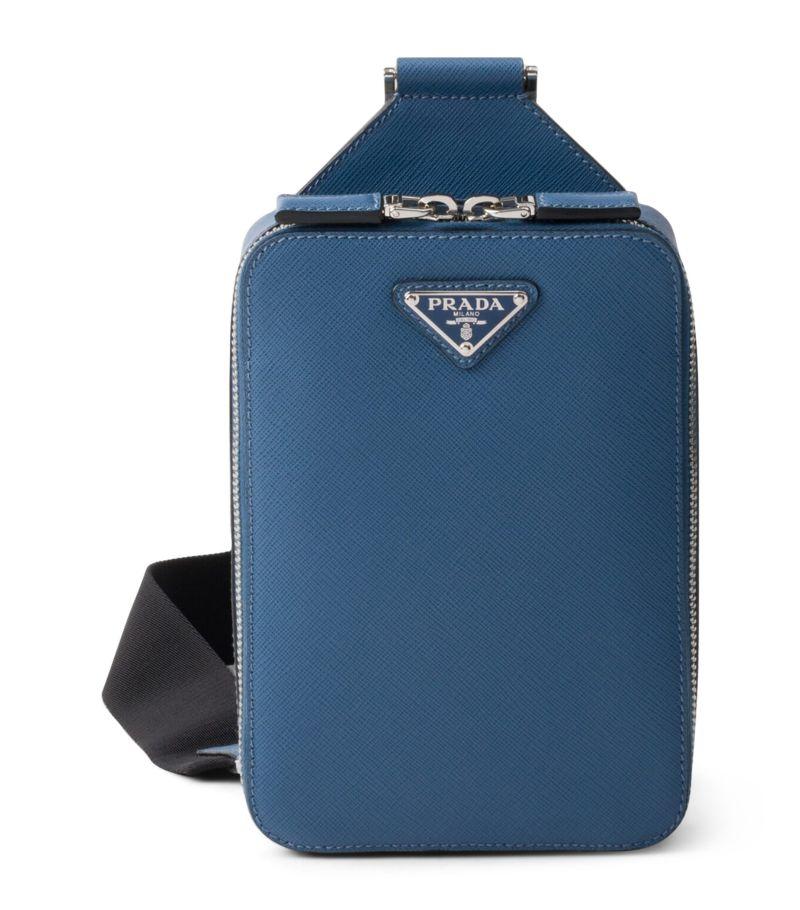Prada Diagonal Saffiano Leather Cross Body Bag in Blue for Men Lyst UK