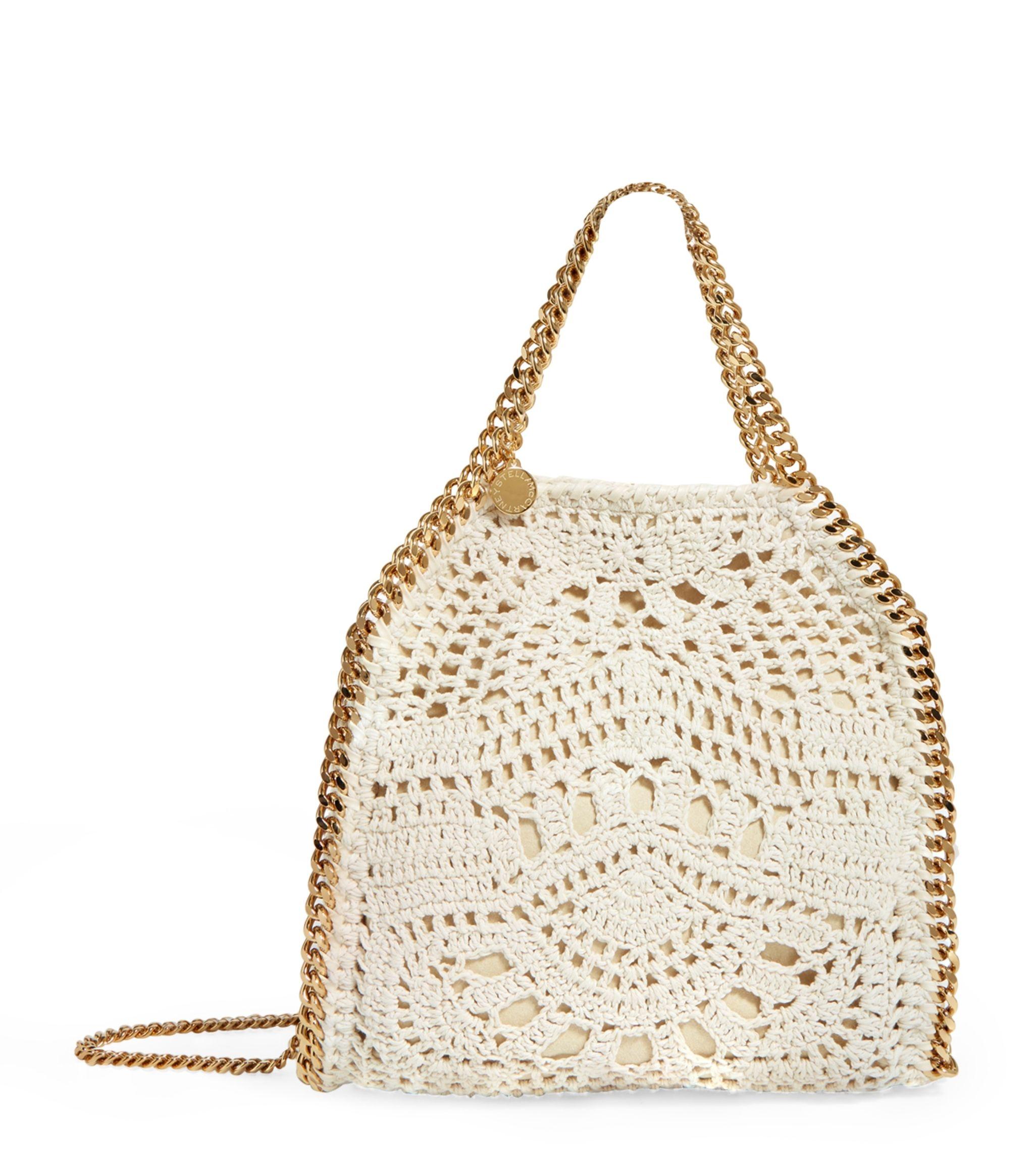 Stella McCartney Mini Crochet Falabella Bag in Brown | Lyst