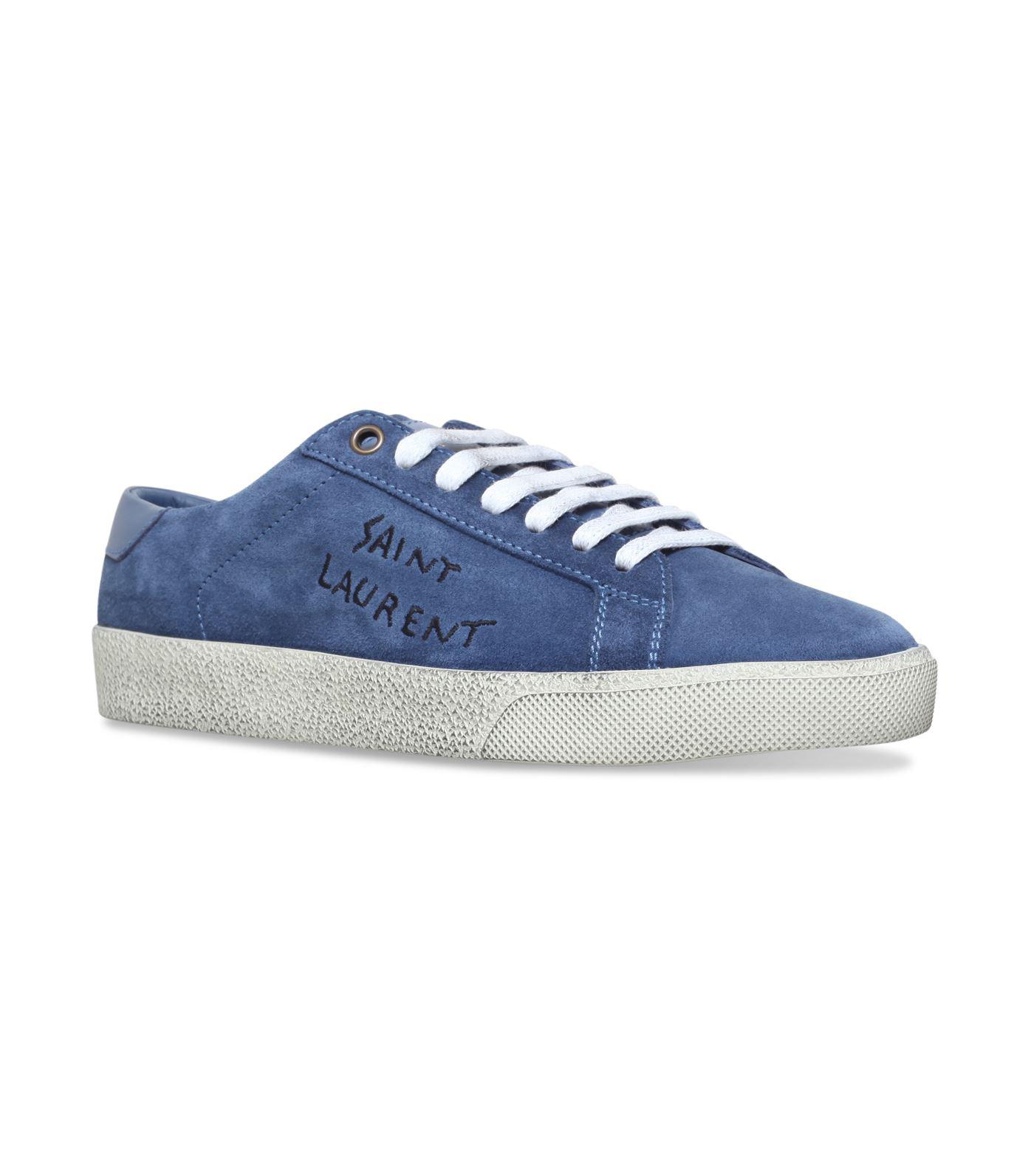 Saint Laurent Suede Court Classic Sneakers in Blue | Lyst