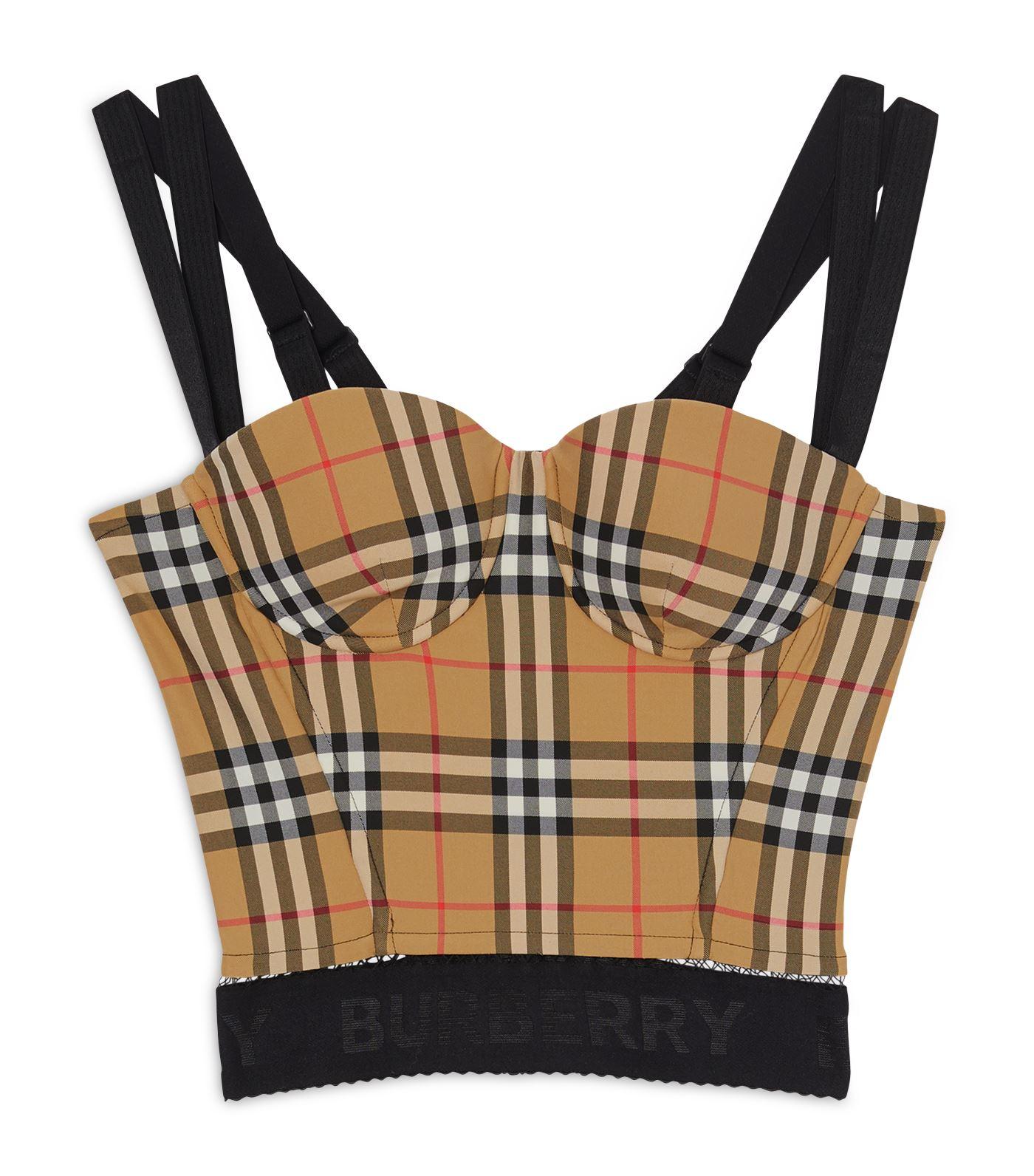 Burberry Vintage Check Corset Top in Natural | Lyst