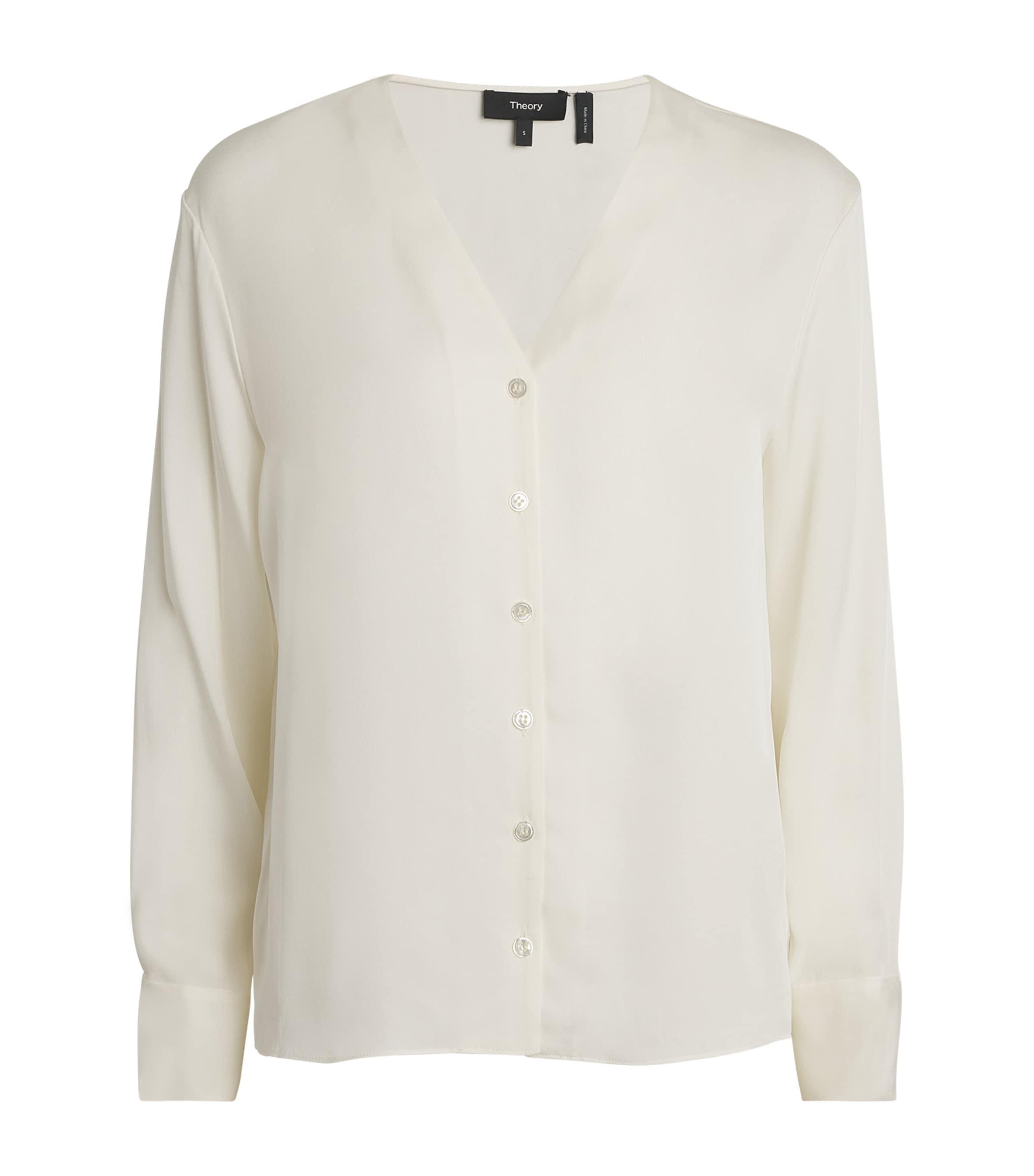 Theory Silk Cardigan Shirt in White Lyst UK