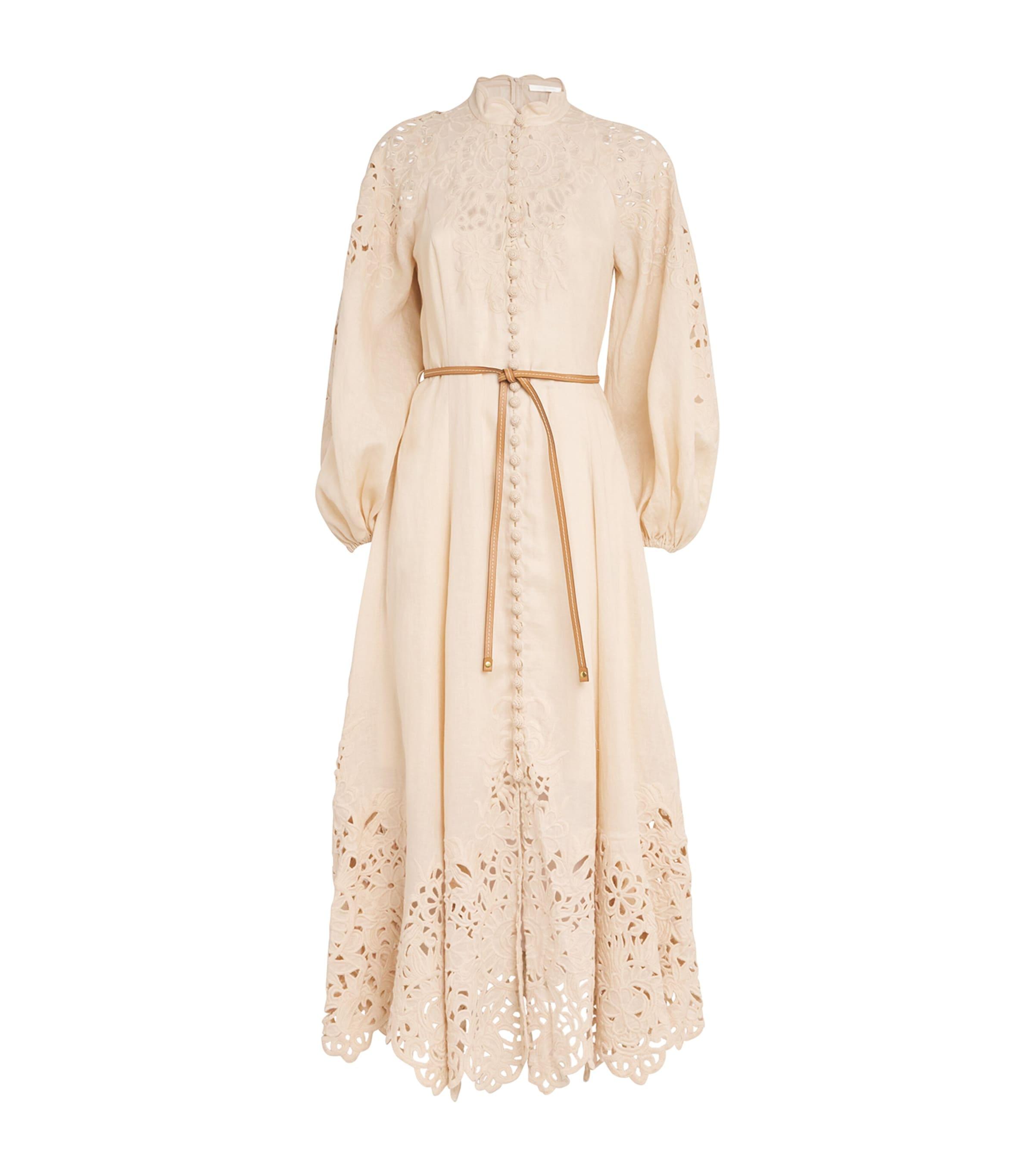 Zimmermann Broderie Anglaise Midi Dress in Natural | Lyst