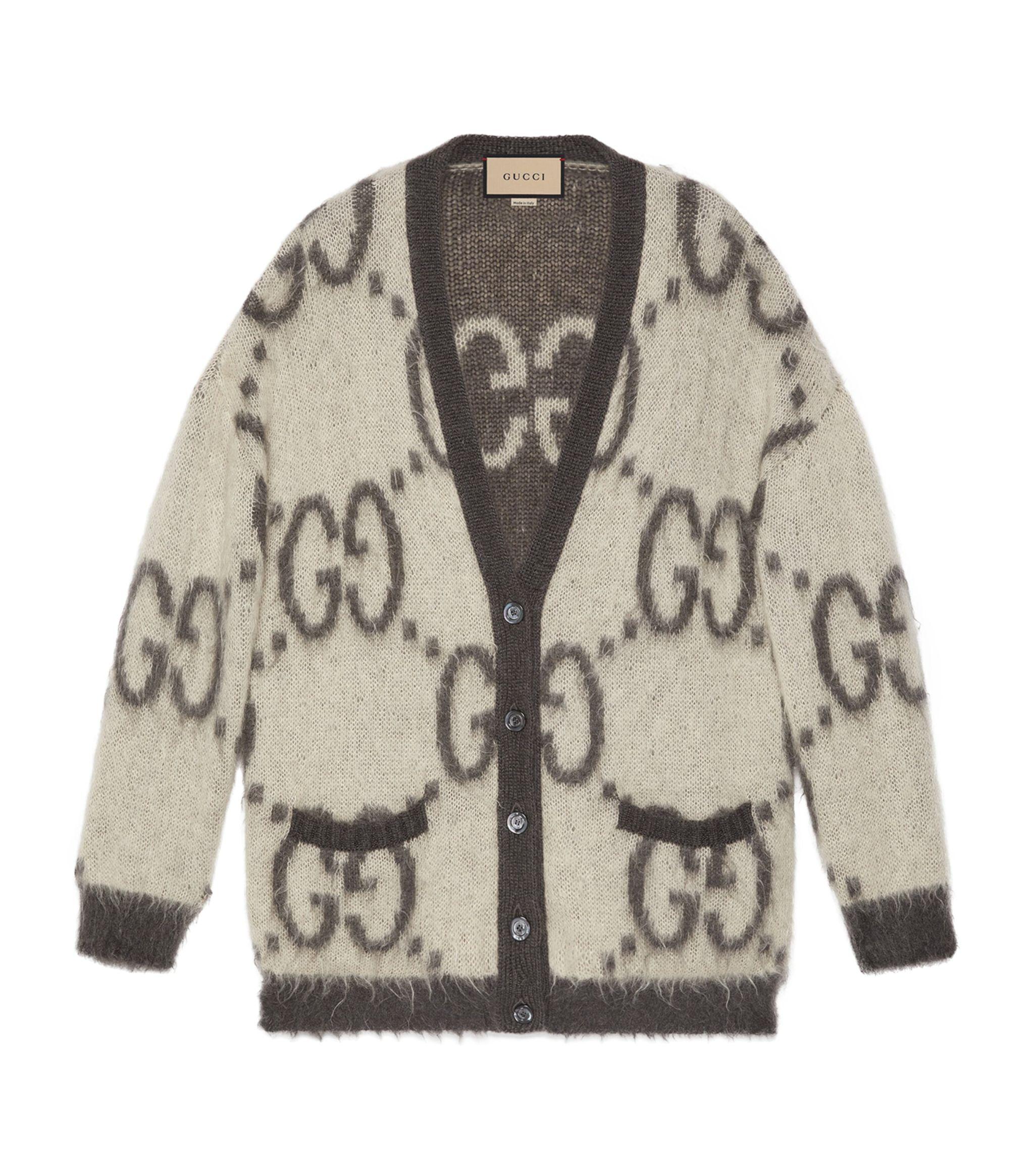 Gucci Reversible GG Mohair Cardigan in Gray | Lyst