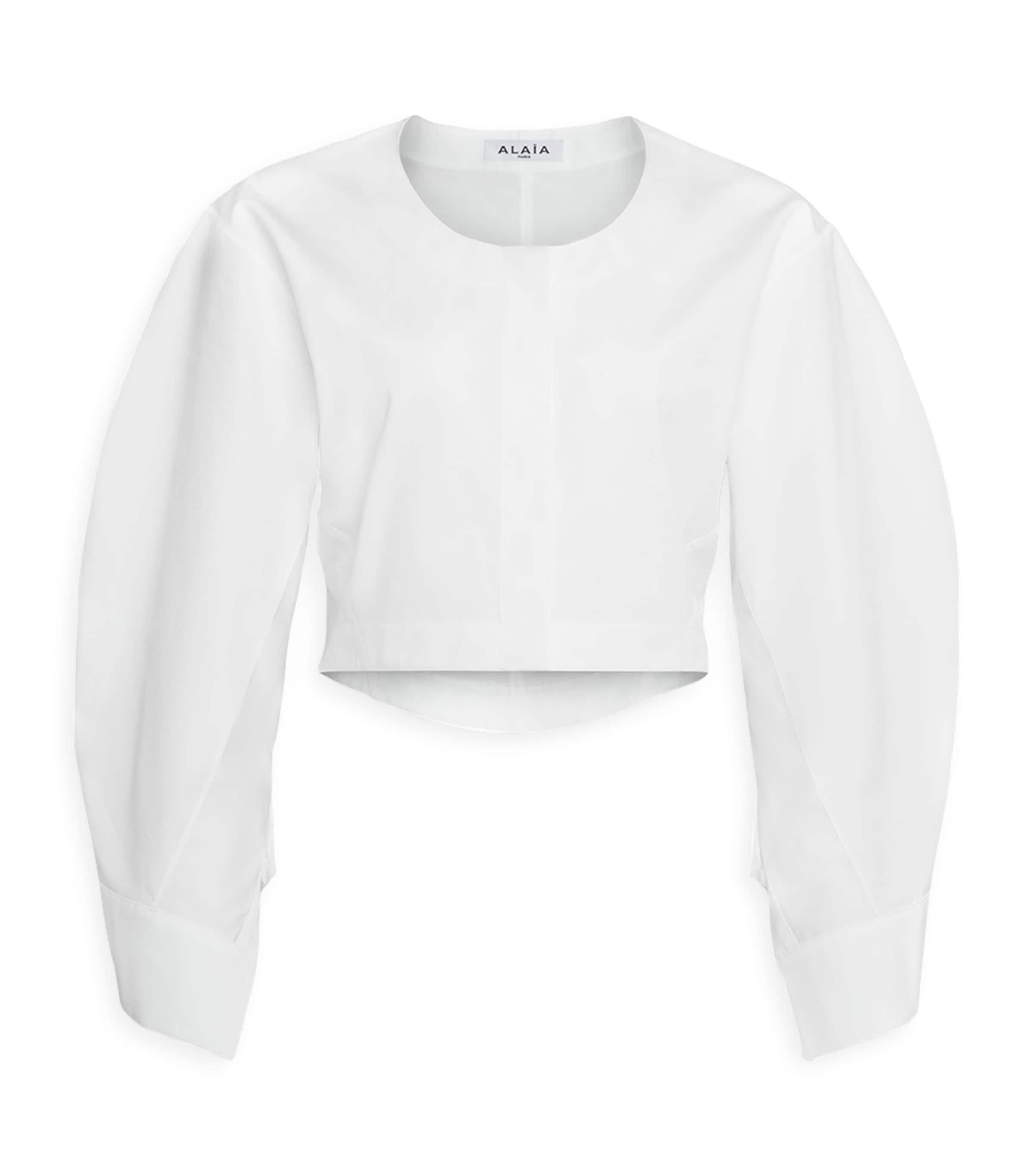 Alaia Puff Sleeve Cropped Blouse in White Lyst UK